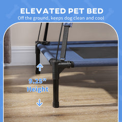 PawHut 48" x 36" Elevated Portable Dog Cot Cooling Pet Bed with UV Protection Canopy Shade, Dark Blue