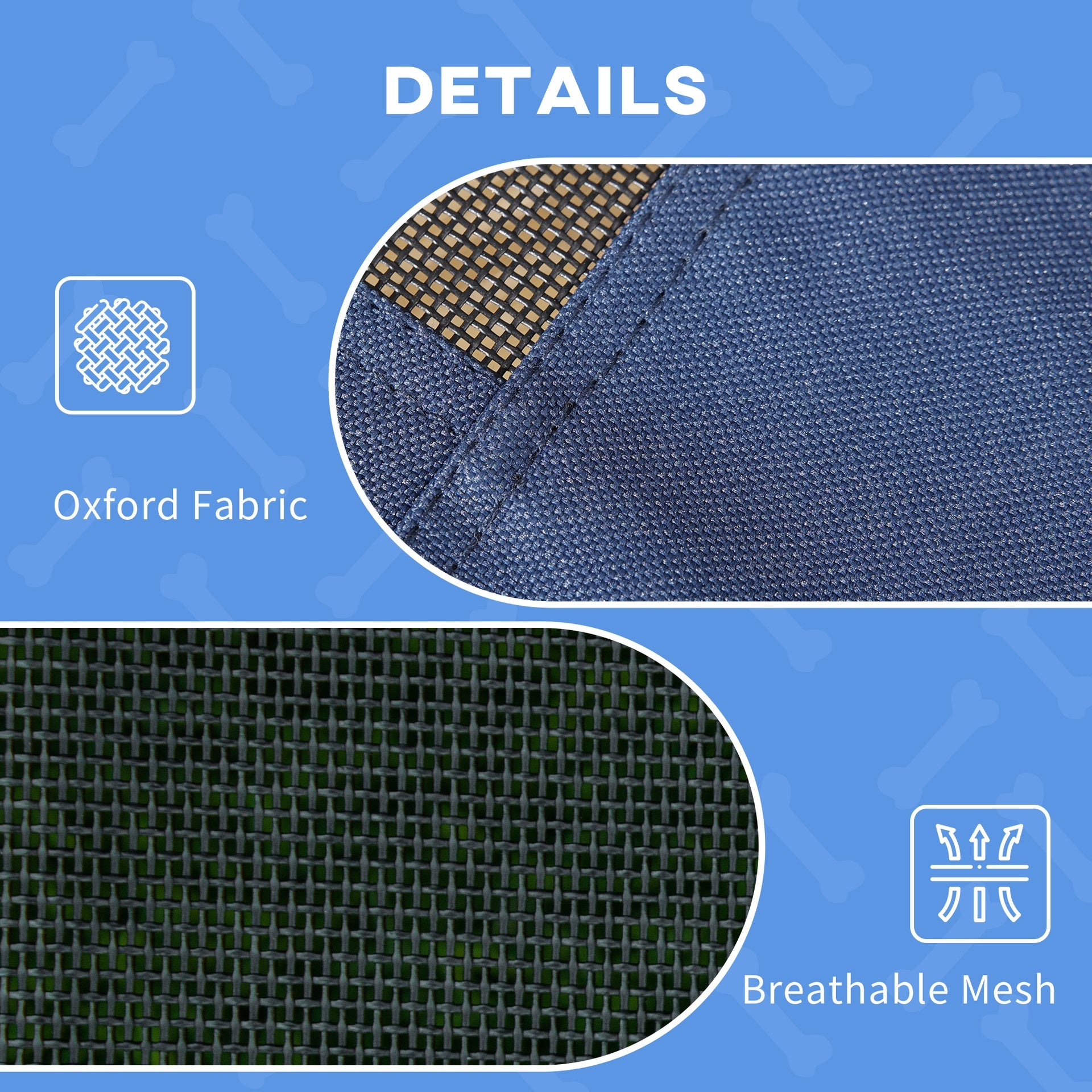 PawHut 48" x 36" Elevated Portable Dog Cot Cooling Pet Bed with UV Protection Canopy Shade, Dark Blue