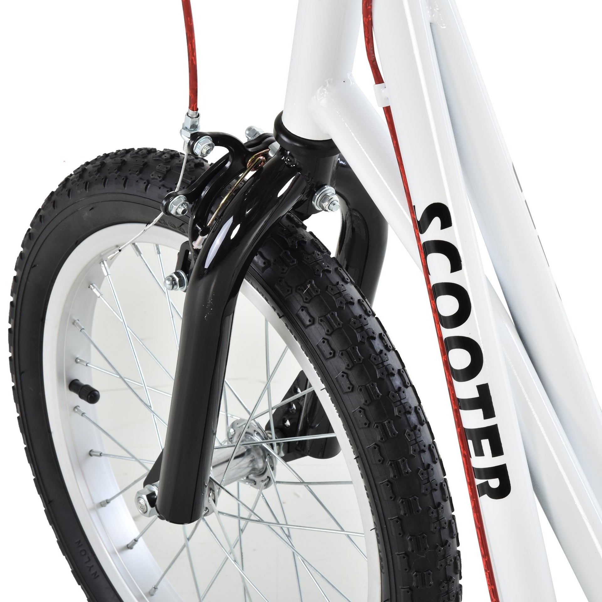 Aosom Youth Scooter Kick Scooter for Kids 5+ with Adjustable Handlebar Front and Rear Dual Brakes Inflatable Wheels, White