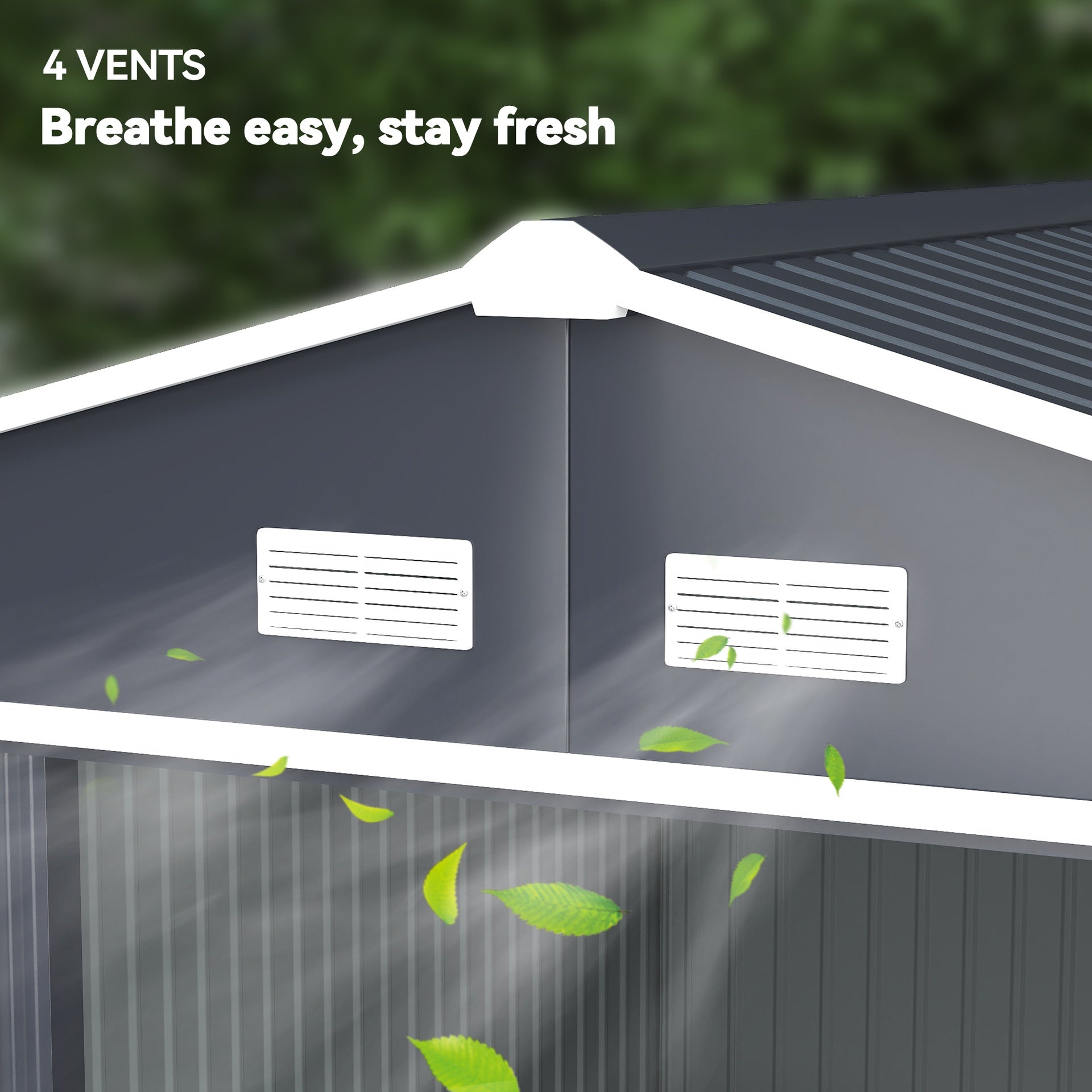 Outsunny 11' x 9' Outdoor Storage Shed, Garden Tool Metal Shed with Foundation Kit, Double Lockable Door, Air Vents and Sloping Roof, for Backyard, Patio, Lawn, Dark Gray