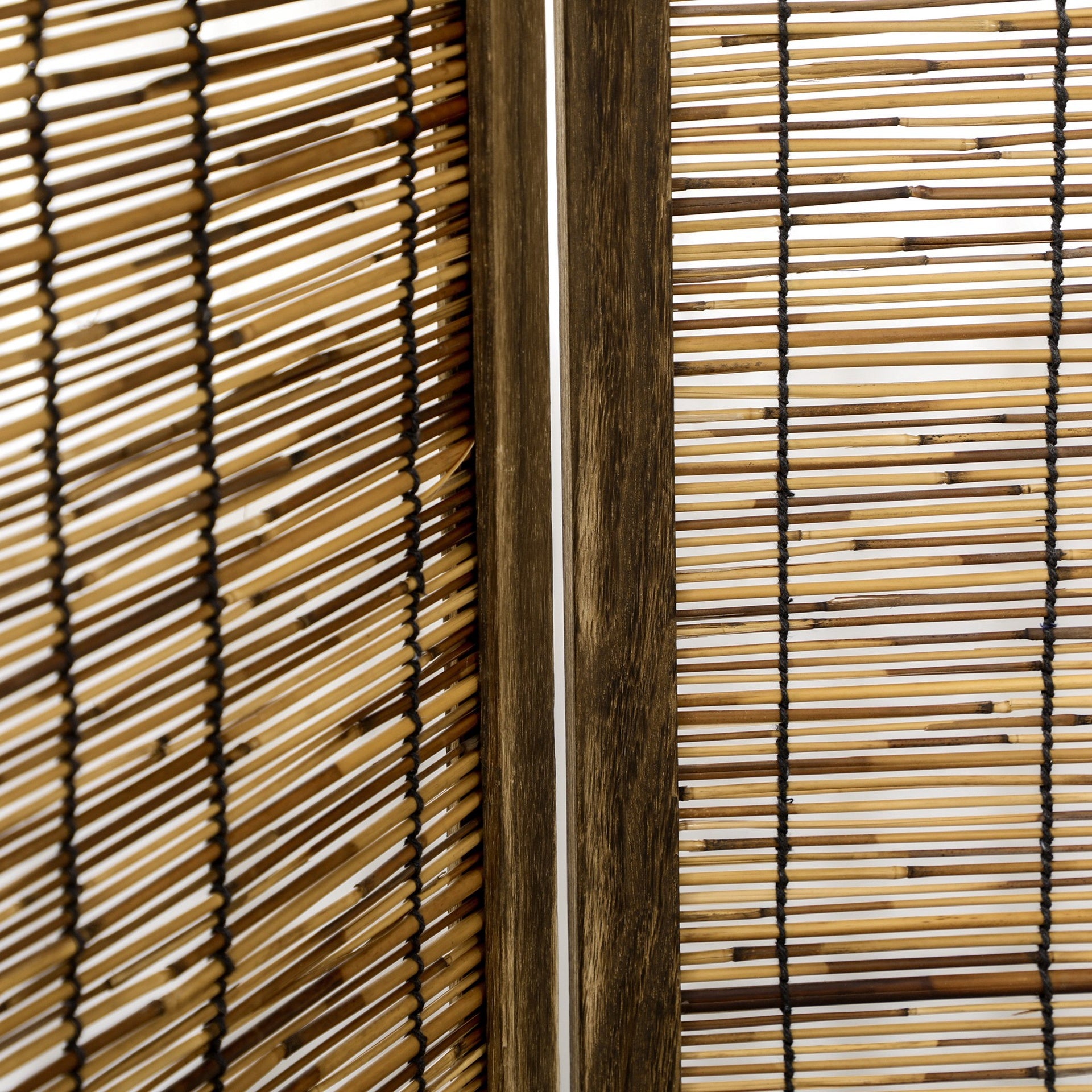 HOMCOM Hand Woven Room Divider, 4 Panel Folding Privacy Screen, Indoor Reed Partition Wall, 63"x67"x0.75", Brown