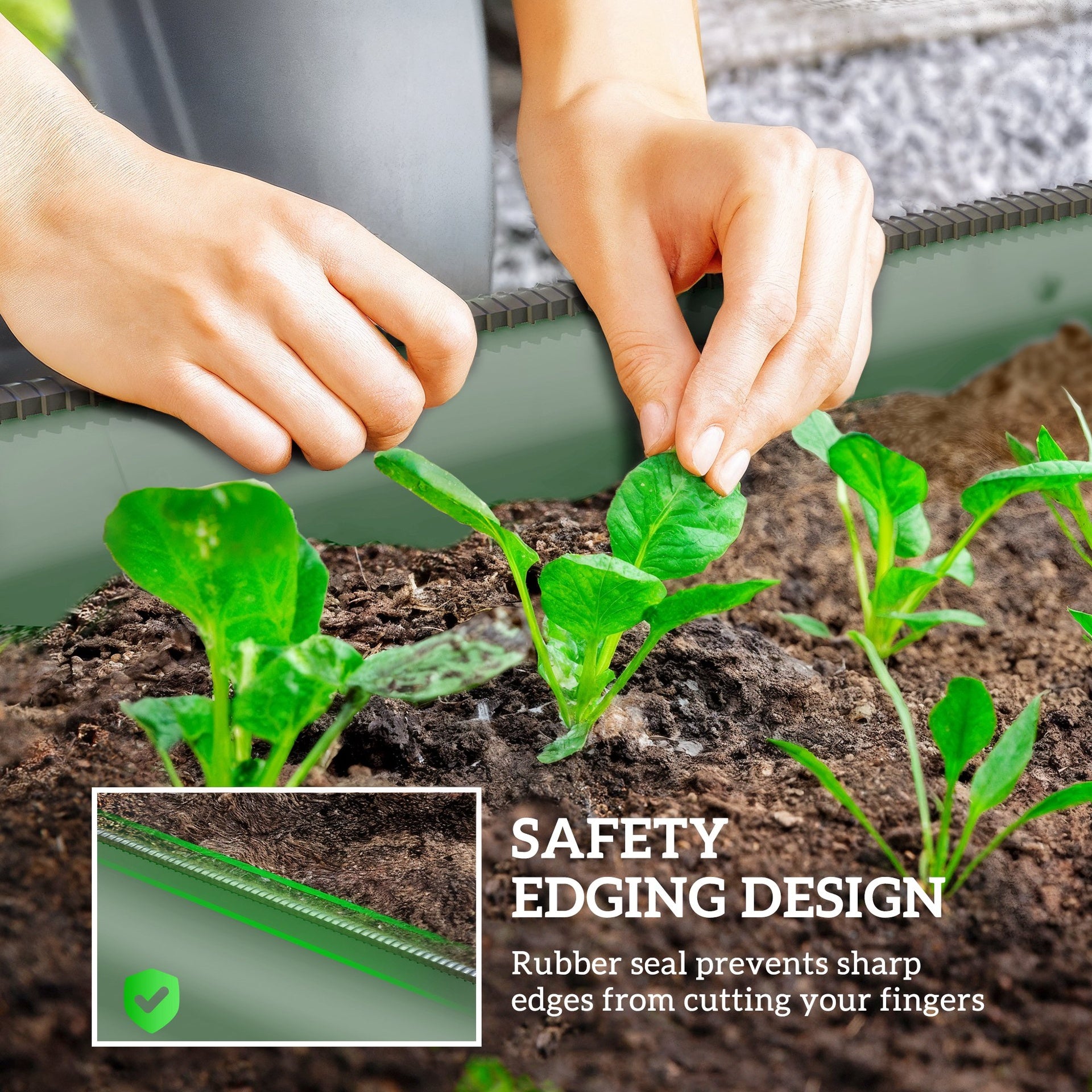 Outsunny 7.9' x 2' x 1' Galvanized Raised Garden Bed Kit, Metal Planter Box with Safety Edging, Green
