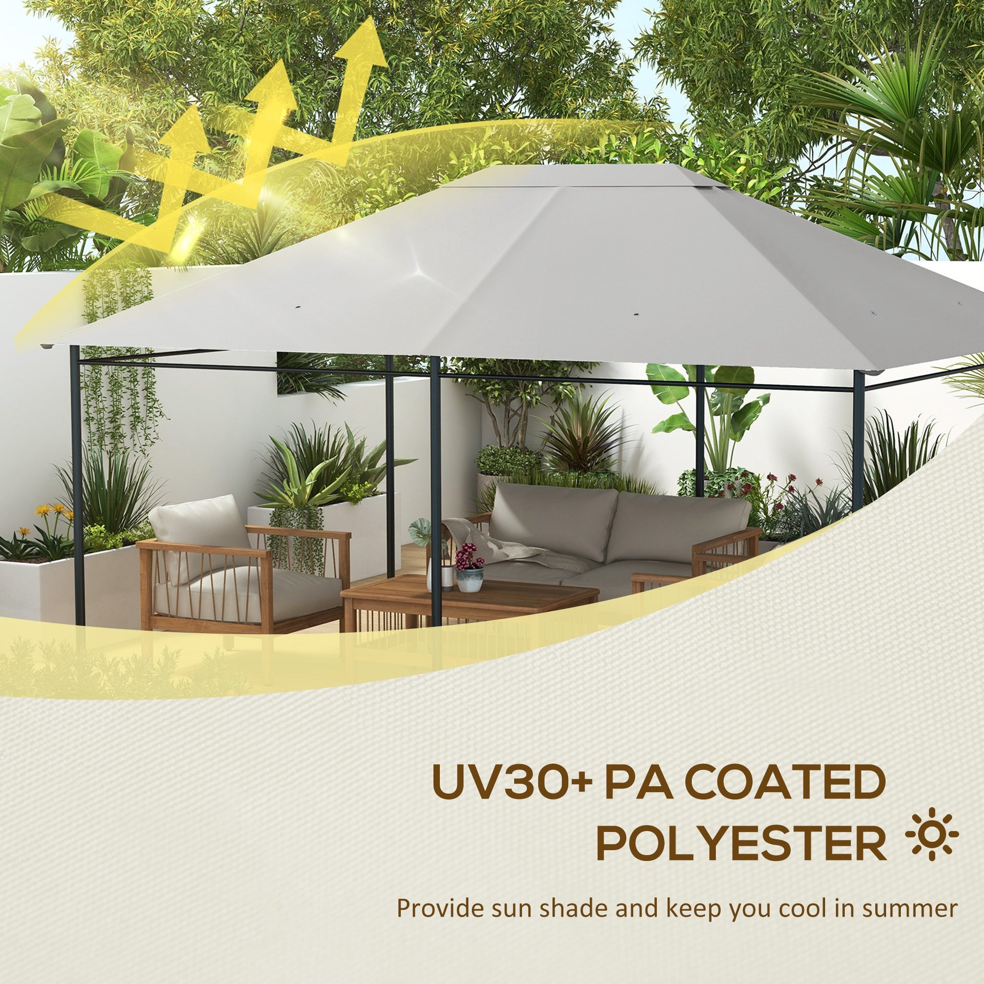 Outsunny 10' x 13' Gazebo Canopy Replacement Roof for 84C-116, Light Gray