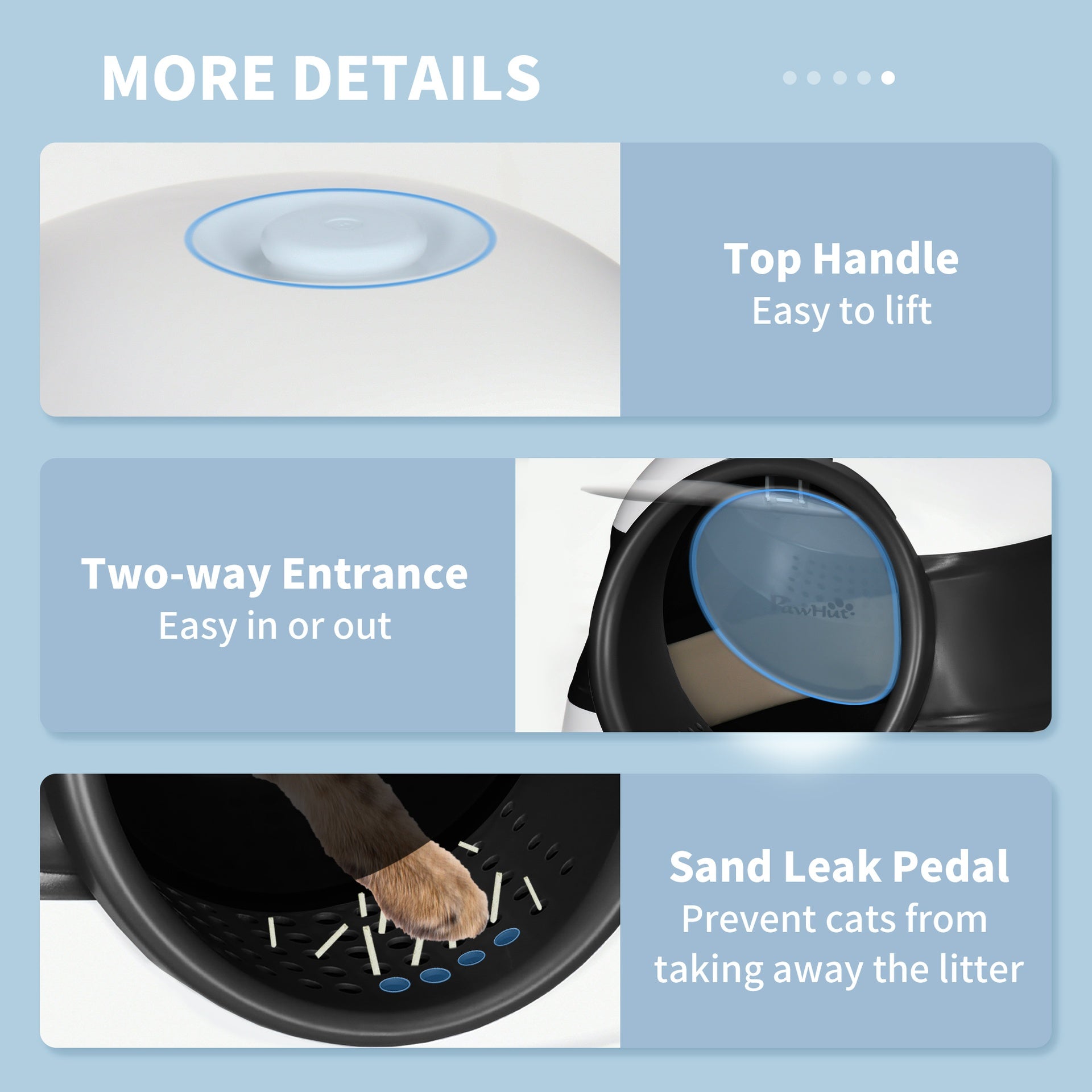 PawHut Dome Covered Cat Litter Box with Lid, White and Black