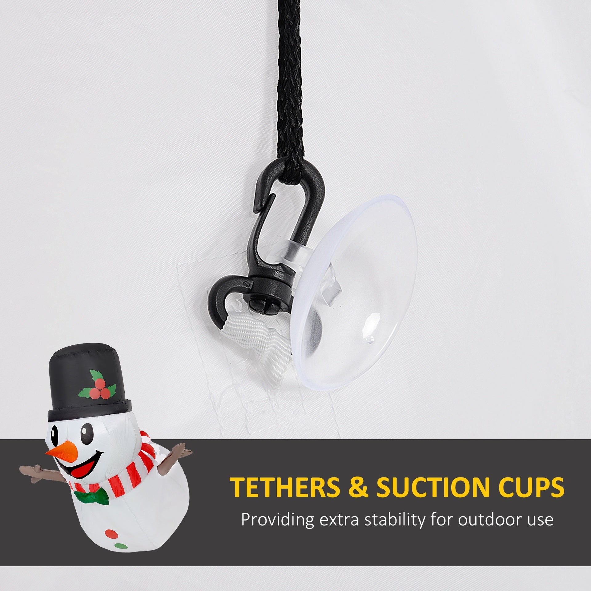 Outsunny 3.4' Inflatable Hanging Snowman w/ LED Lights, Blow-Up Outdoor Christmas Display for Party