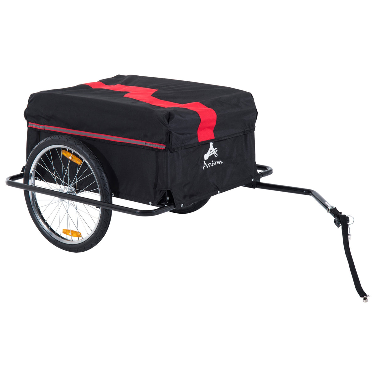 Aosom Bicycle Cargo Trailer, Two-Wheel Bike Luggage Wagon Trailer with Removable Cover, Wheel 20", Red