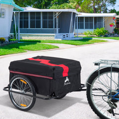 Aosom Bicycle Cargo Trailer, Two-Wheel Bike Luggage Wagon Trailer with Removable Cover, Wheel 20", Red