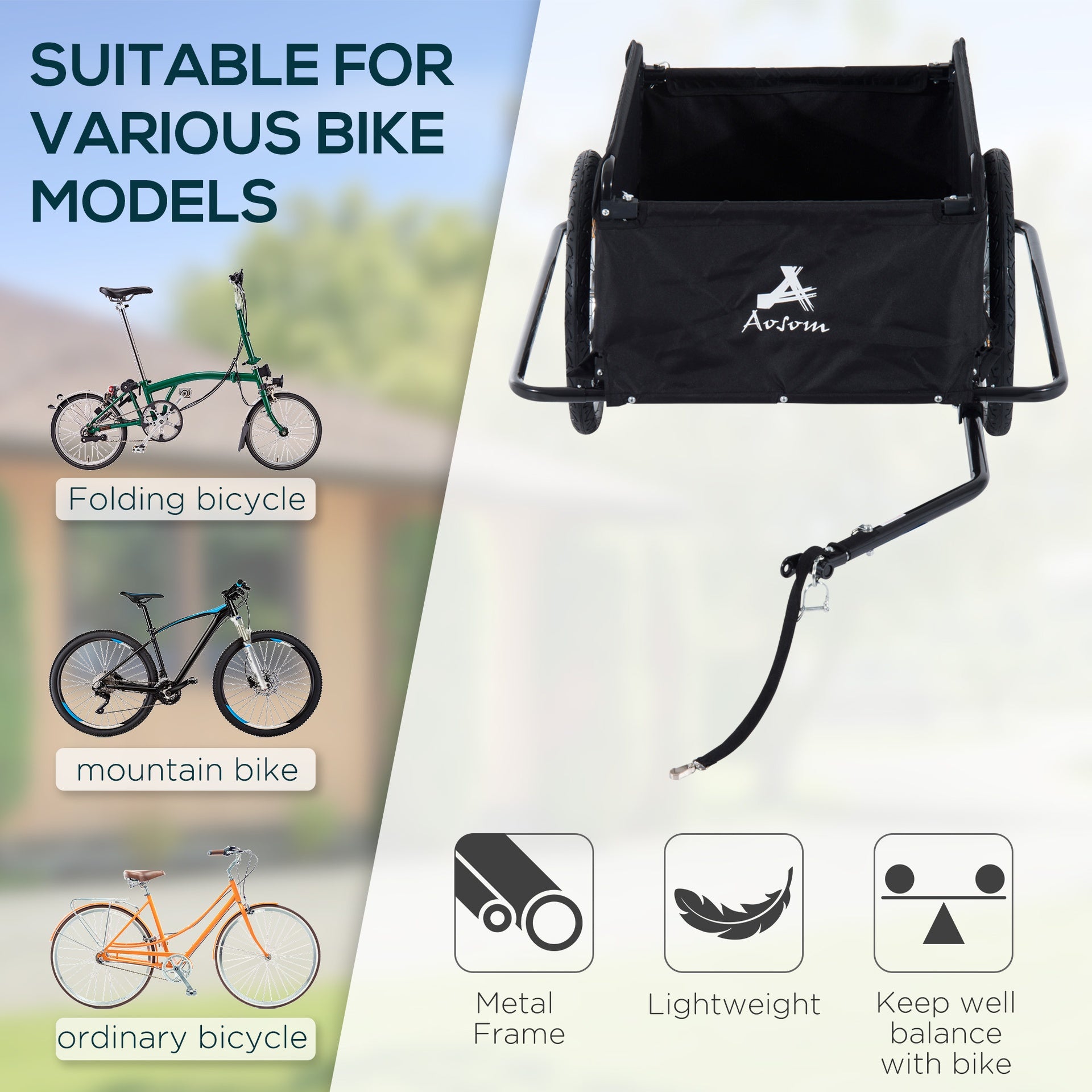 Aosom Bicycle Cargo Trailer, Two-Wheel Bike Luggage Wagon Trailer with Removable Cover, Wheel 20", Red