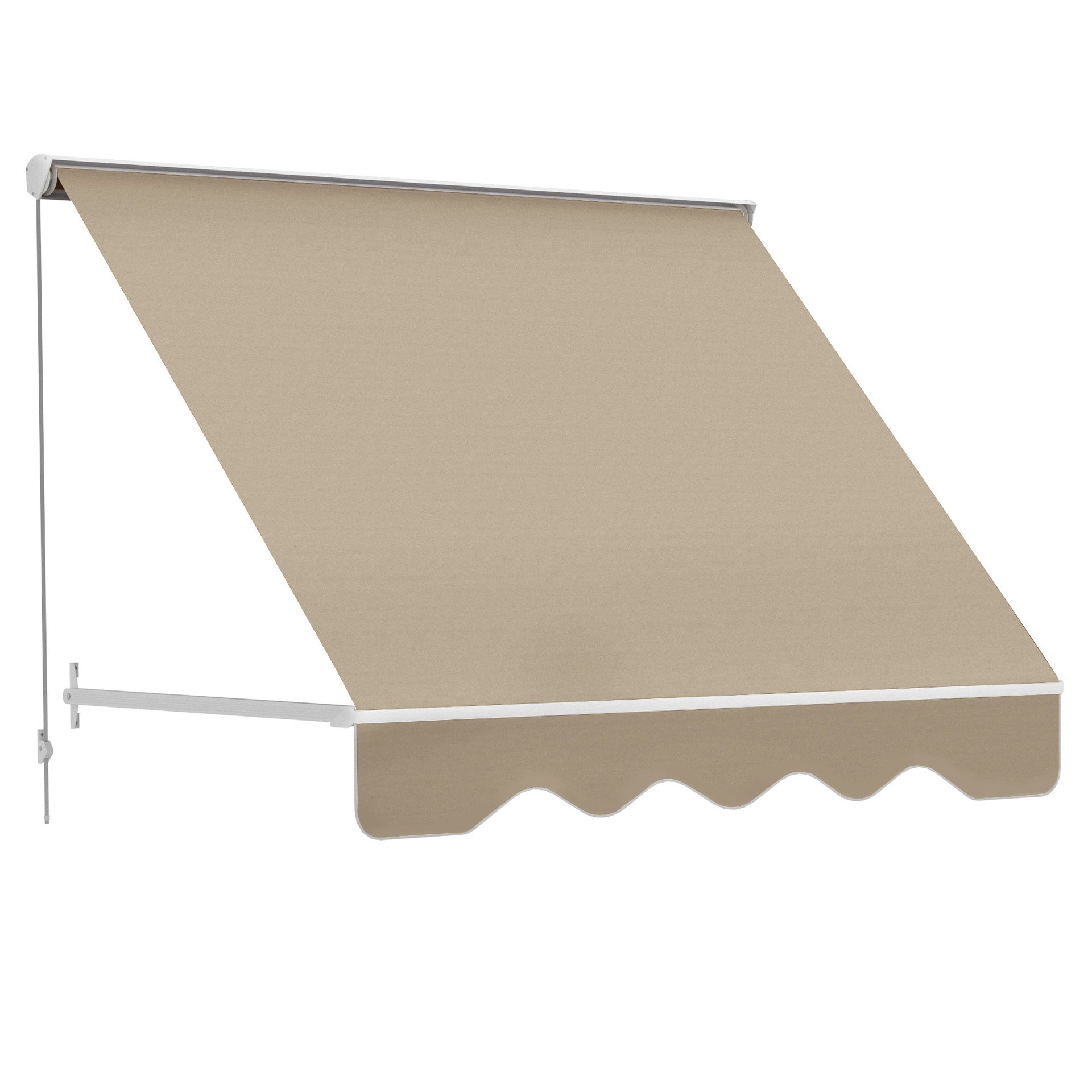 Outsunny 6' Drop Arm Manual Retractable Window Awning Sun Shade Shelter for Patio Balcony Outdoor, Aluminum, Can Cover 2 Windows, Cream White