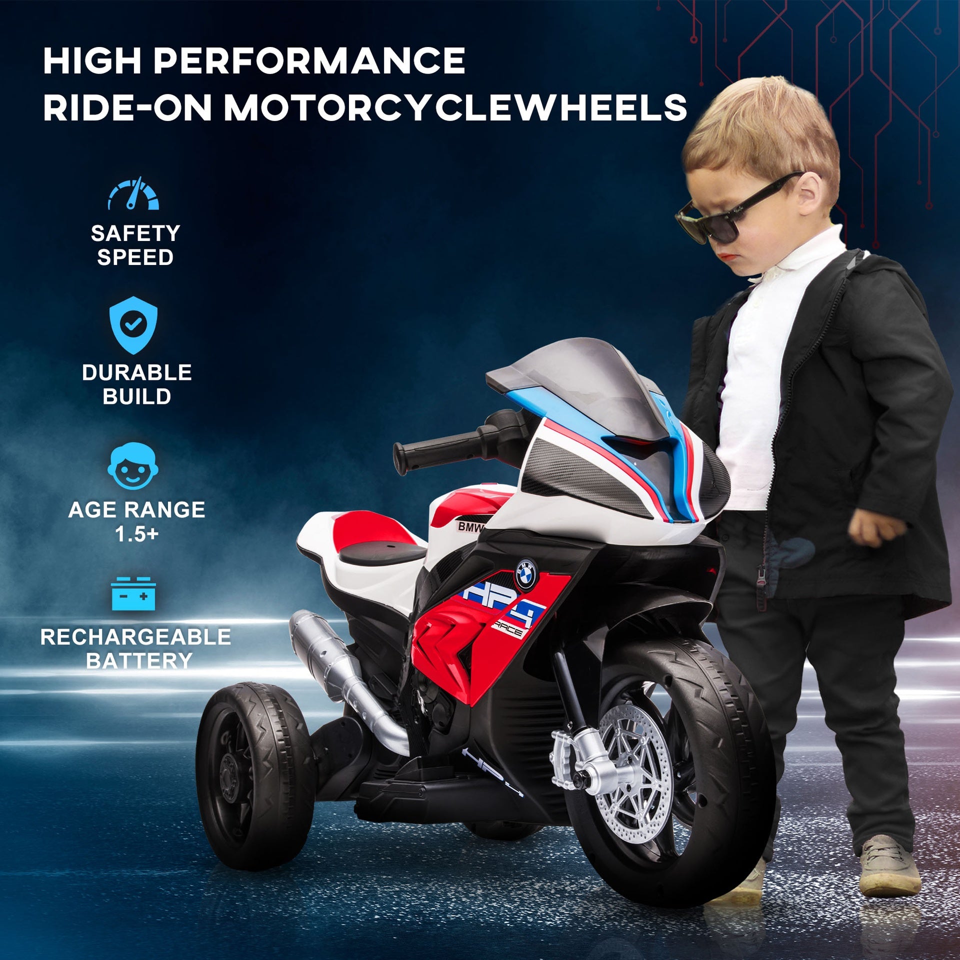 Aosom Licensed 6V Kids Ride on Motorcycle, Off-Road Battery Powered Three Wheels Dirtbike with USB, AUX, Music and Headlight for Toddler, Red