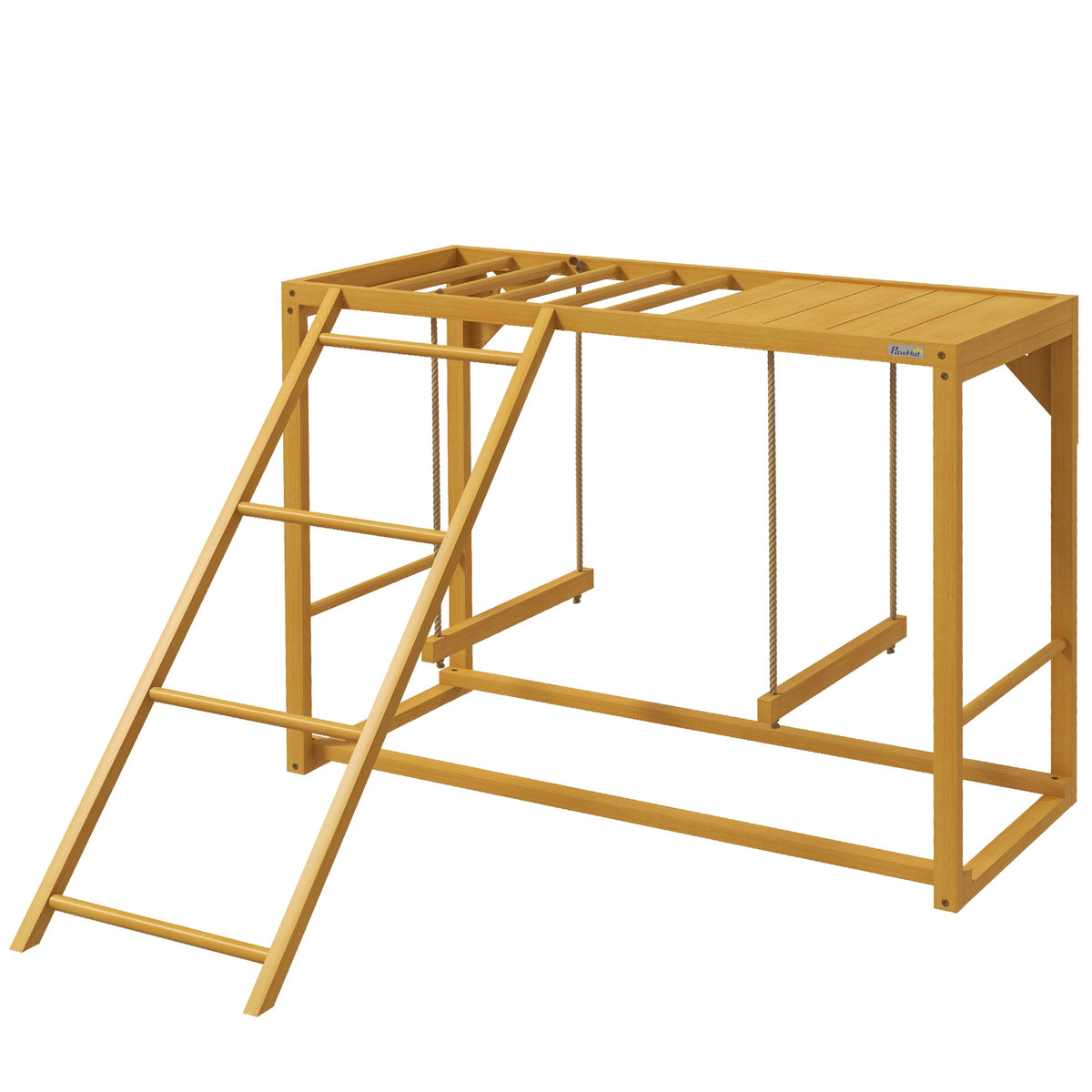 PawHut Wooden Chicken Activity Play w/ Swing Set, Chicken Coop Toy, Natural