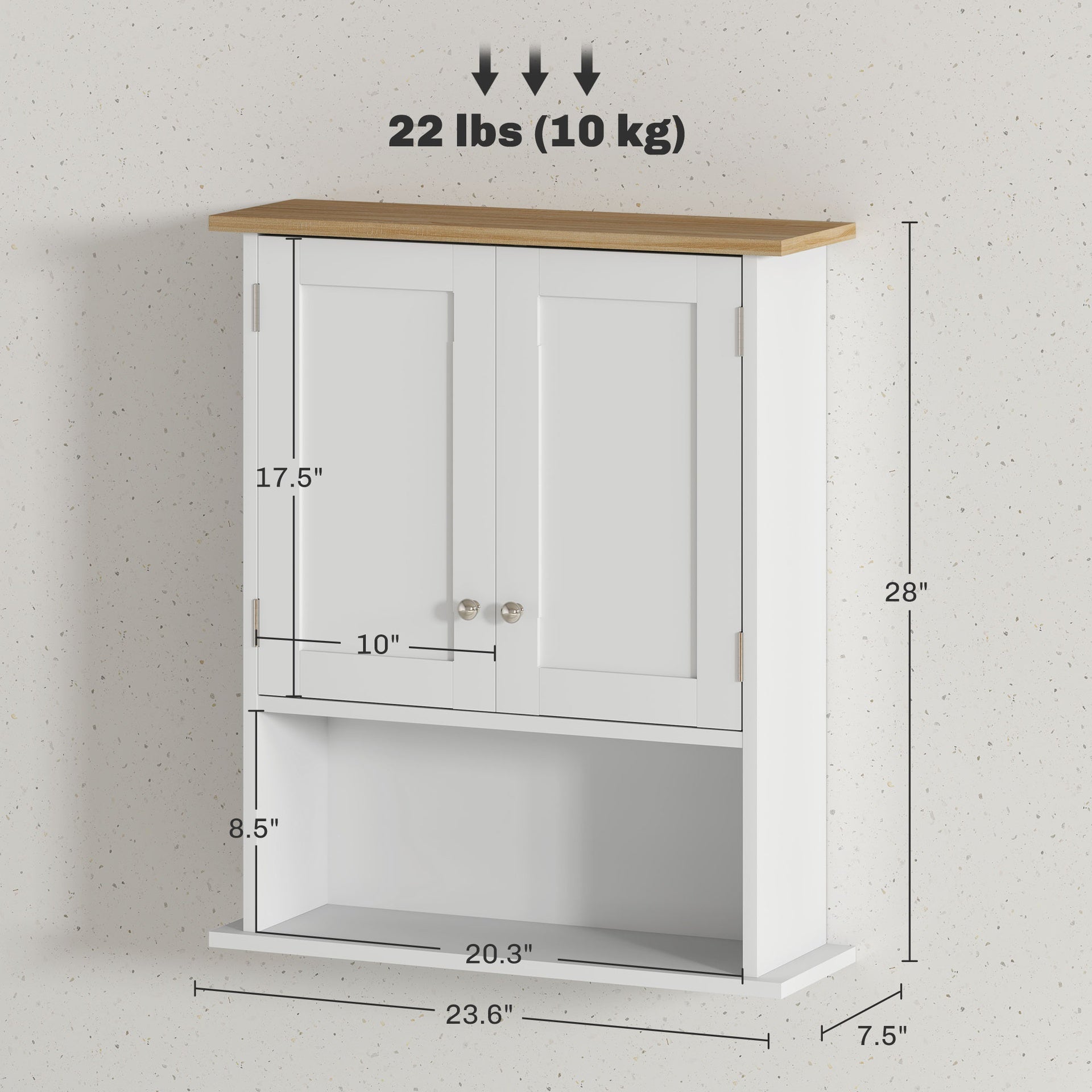 HOMCOM Wall Mounted Bathroom Cabinet, Modern Bathroom Wall Cabinet with 2 Doors and Adjustable Shelf, White