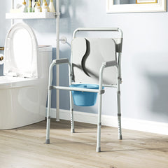 HOMCOM Bedside Commode Chair for Seniors, Adults, Handicap, Raised Toilet Seat with Arm, Adjustable Height, 331 lbs, Gray