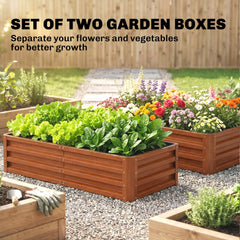 Outsunny Galvanized Raised Garden Bed, 4' x 2' x 1' Metal Planter Box, for Growing Vegetables, Flowers, Herbs, Succulents, Brown