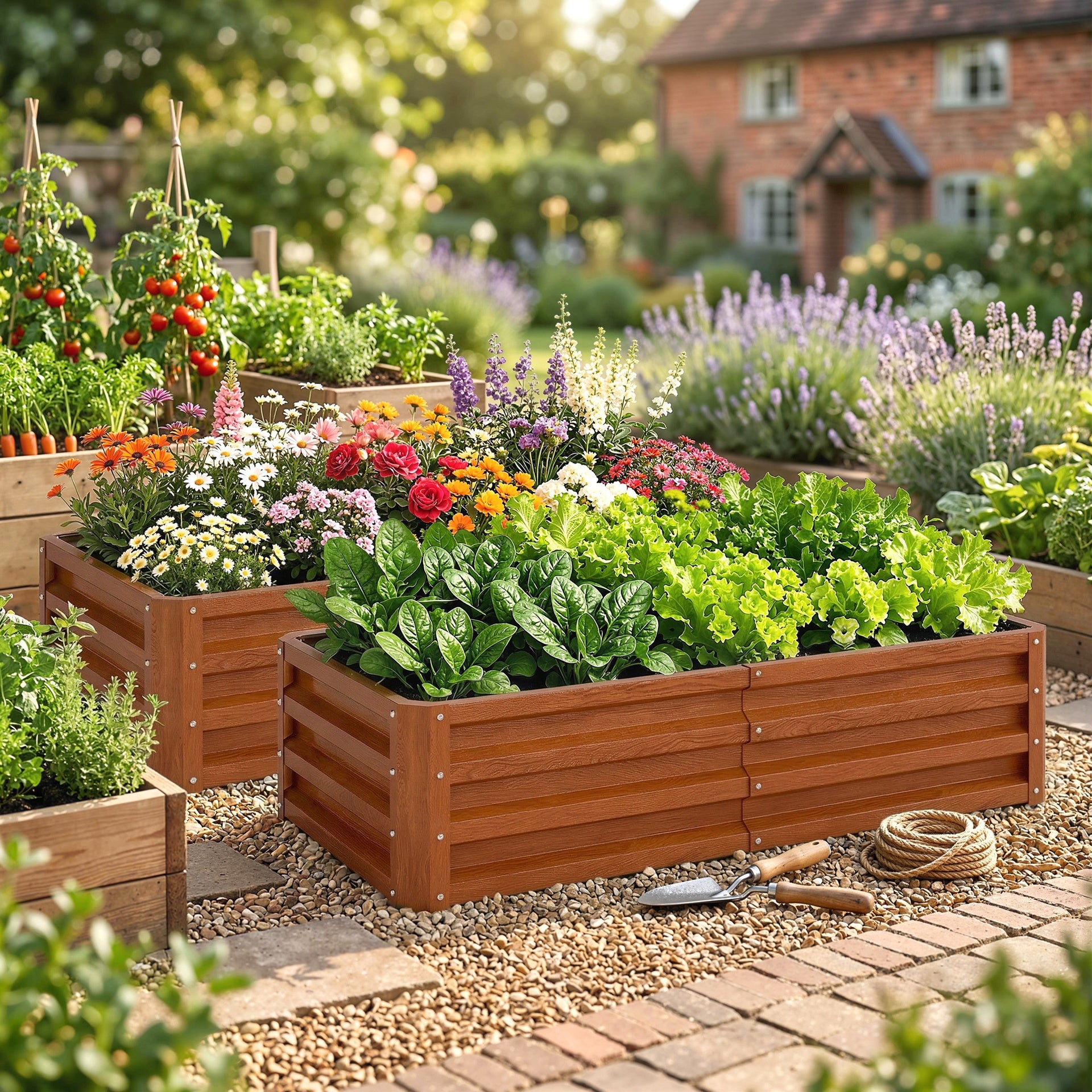 Outsunny Galvanized Raised Garden Bed, 4' x 2' x 1' Metal Planter Box, for Growing Vegetables, Flowers, Herbs, Succulents, Brown