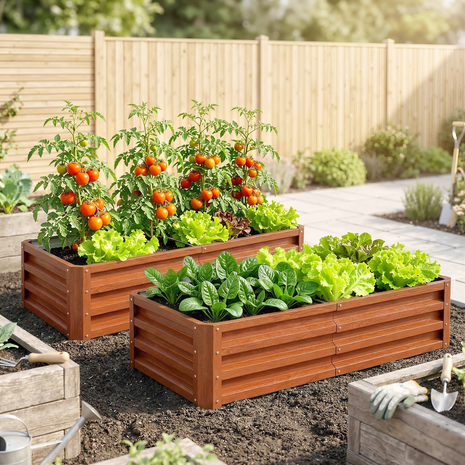 Outsunny Galvanized Raised Garden Bed, 4' x 2' x 1' Metal Planter Box, for Growing Vegetables, Flowers, Herbs, Succulents, Brown