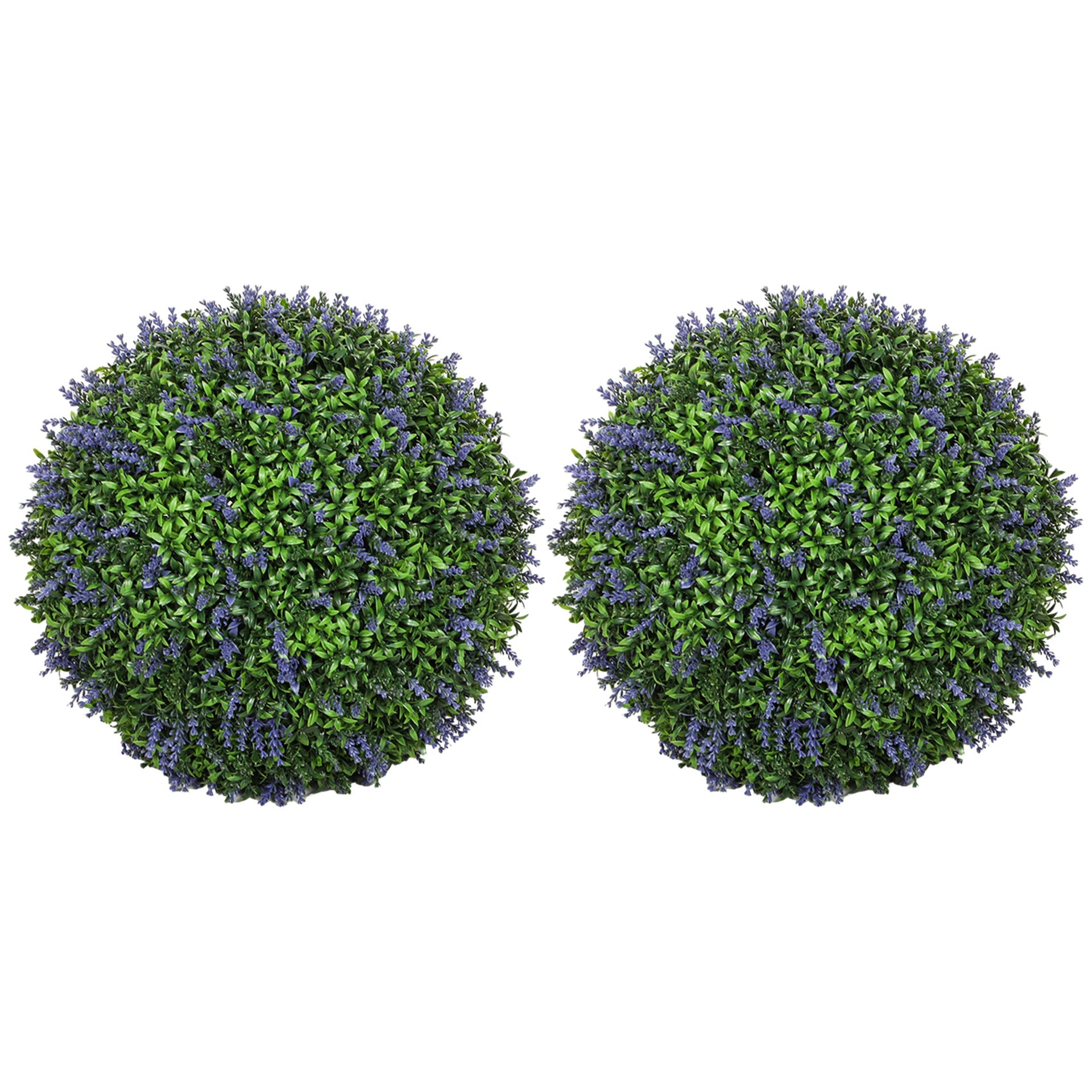 HOMCOM 2 Pack Artificial Plant Lavender Topiary Balls, 16.5 Inch