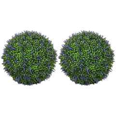 HOMCOM 2 Pack Artificial Plant Lavender Topiary Balls, 16.5 Inch