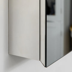 kleankin Wall Mounted Bathroom Medicine Cabinet Mirrored Cabinet with Hinged Door 3-Tier Storage Shelves Silver
