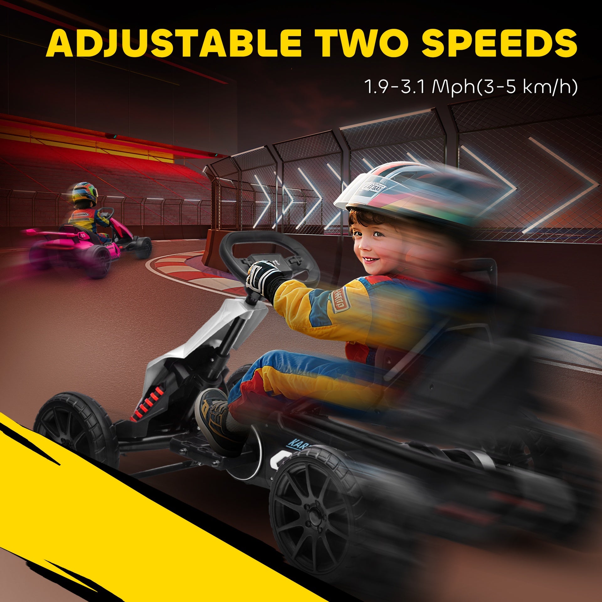 Aosom 12V Electric Go Kart for Kids w/ Adjustable Speed, White