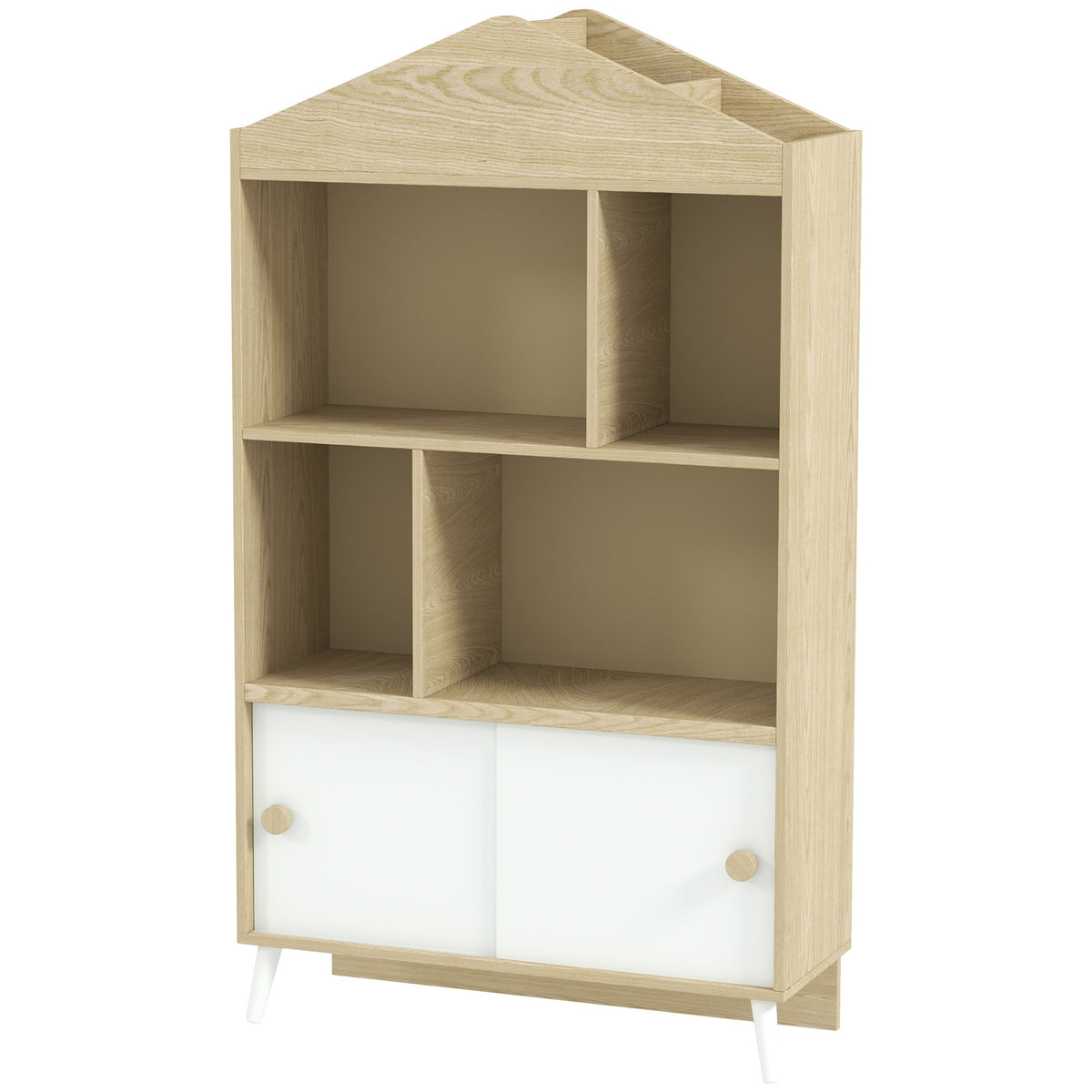 Qaba 4-Cubby Children's Toy Shelf, Kids Bookshelf and Toy Storage for Playroom, Children's Room, Living Room,