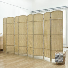 HOMCOM Folding Room Divider Screen 8 Panel 5.6 ' Tall Privacy Screen Freestanding Room Partition for Home Office, Beige