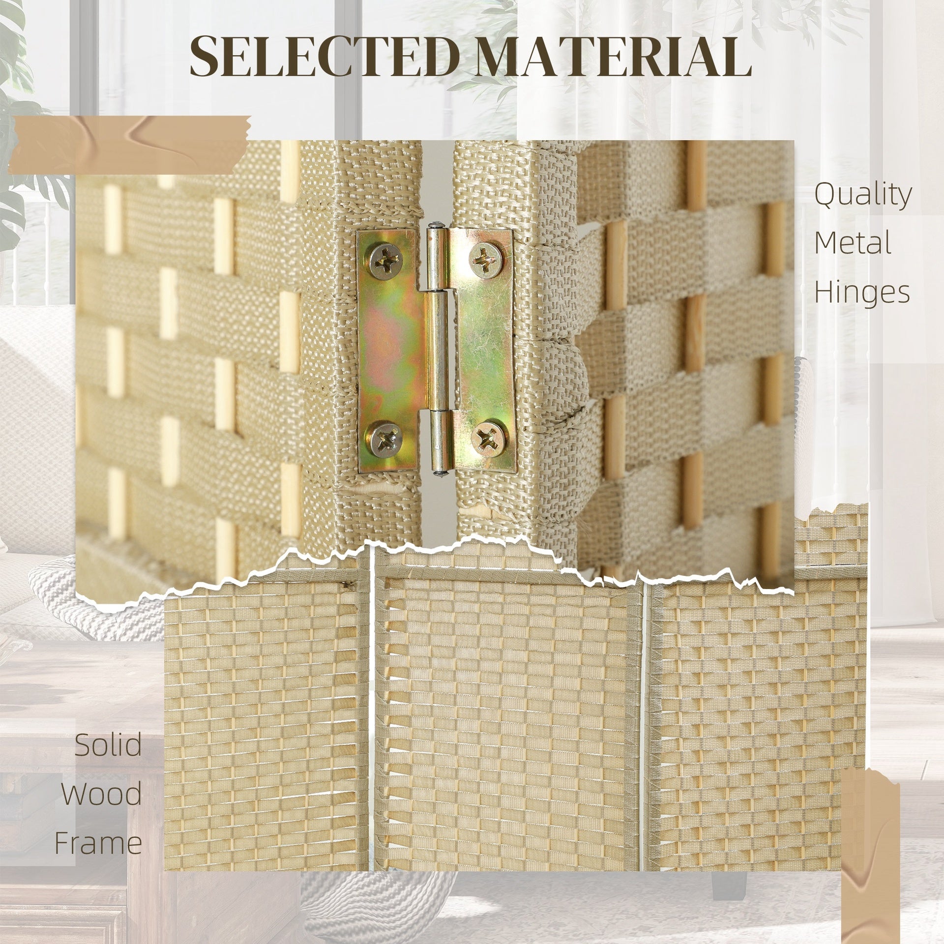 HOMCOM Folding Room Divider Screen 8 Panel 5.6 ' Tall Privacy Screen Freestanding Room Partition for Home Office, Beige