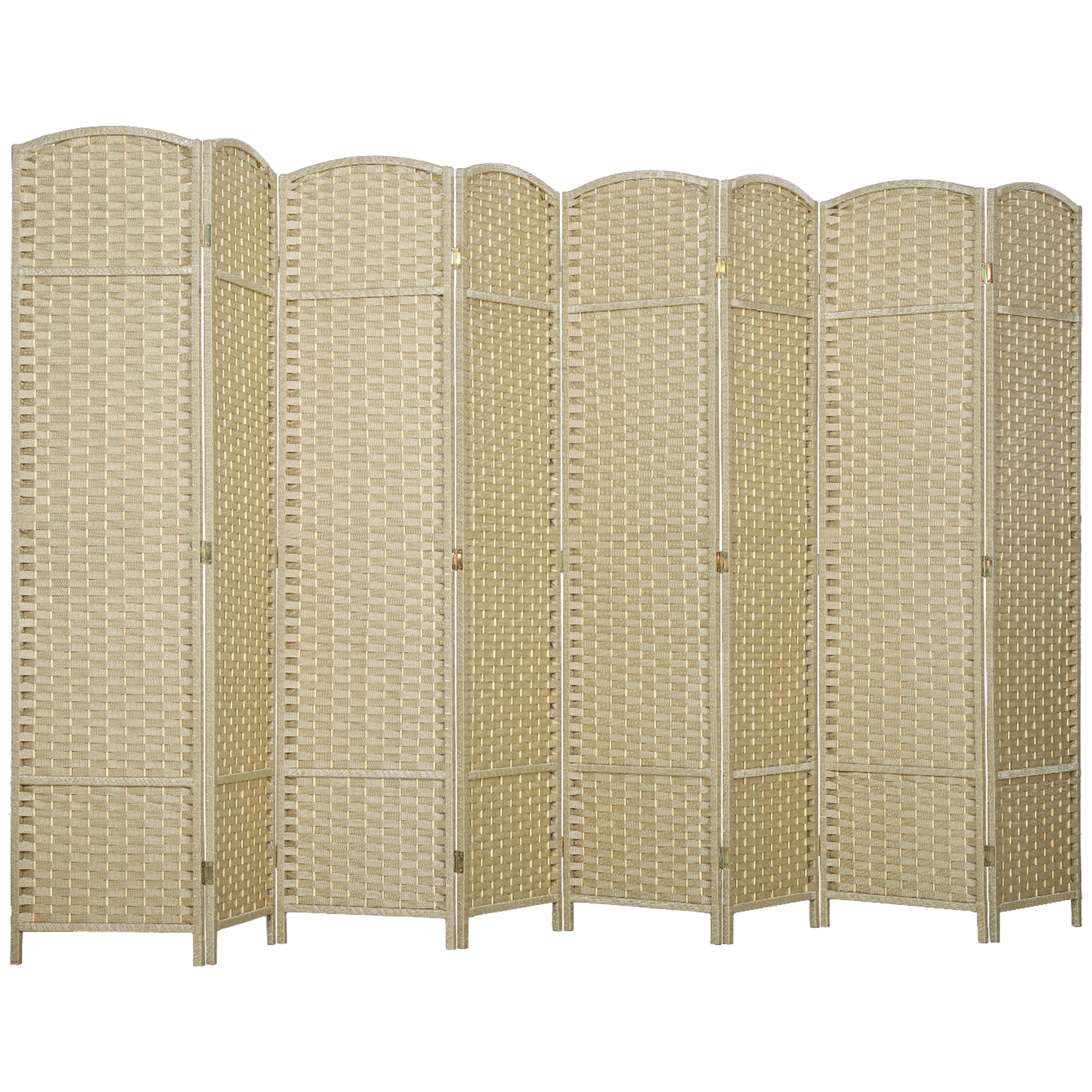 HOMCOM Folding Room Divider Screen 8 Panel 5.6 ' Tall Privacy Screen Freestanding Room Partition for Home Office, Beige