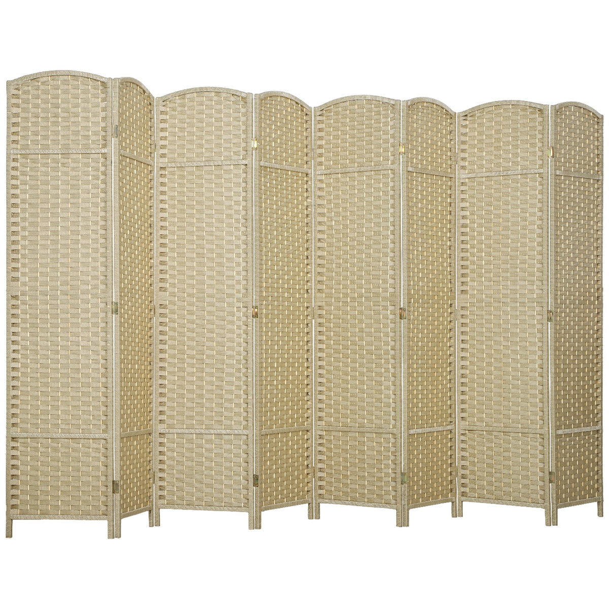 HOMCOM Folding Room Divider Screen 8 Panel 5.6 ' Tall Privacy Screen Freestanding Room Partition for Home Office, Beige