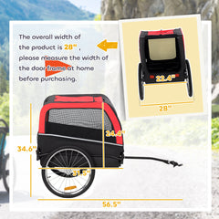 PawHut Dog Bike Trailer, Pet Cart Bicycle Carrier with 20" Air Tires, Quick-Release Wheels, Reflectors, Flag