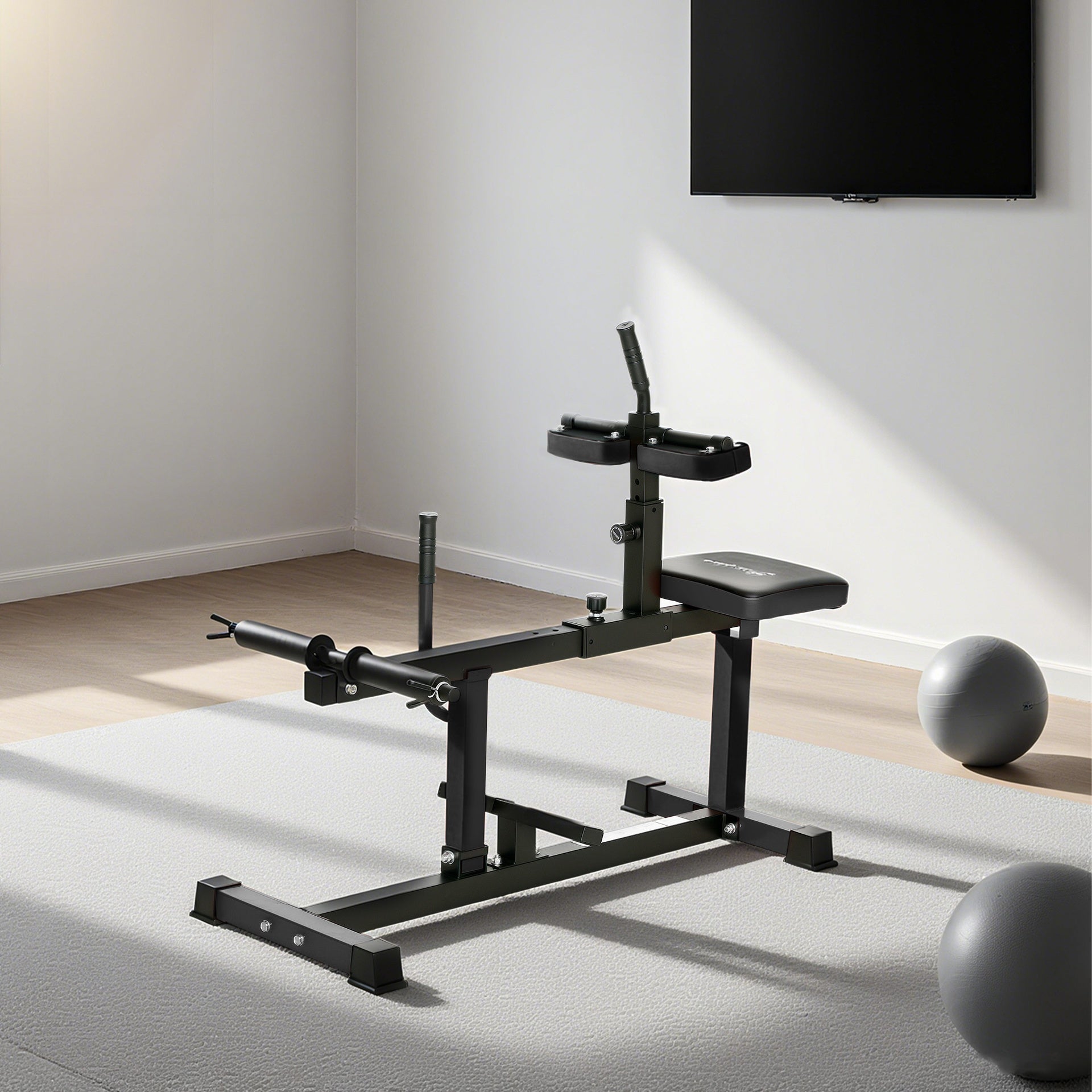 Soozier Adjustable Steel Seated Calf Raise Exercise Strength Training Gym Equipment, Black