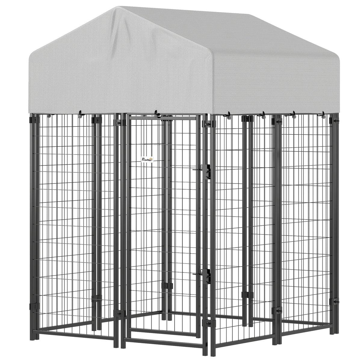 PawHut Outdoor Dog Kennel with Roof, 4' x 4' x 6' Heavy Duty Welded Wire Dog Playpen Enclosure with Escape-proof Lock