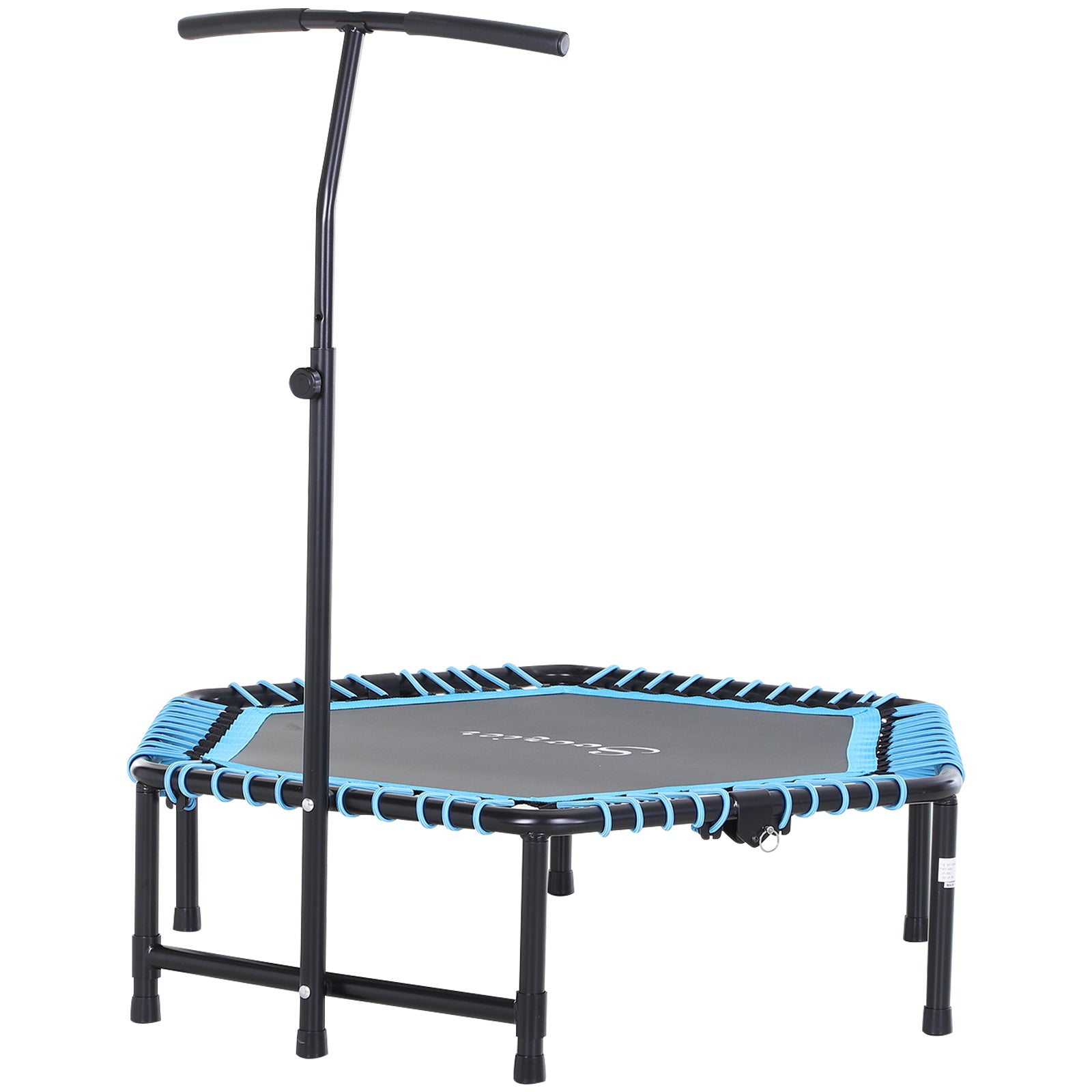 Soozier 4.5ft Exercise Trampoline, Portable & Foldable Fitness Trampoline Rebounder with 3-Level Adjustable T-Bar, Great for Adults Kids Working Out, Blue