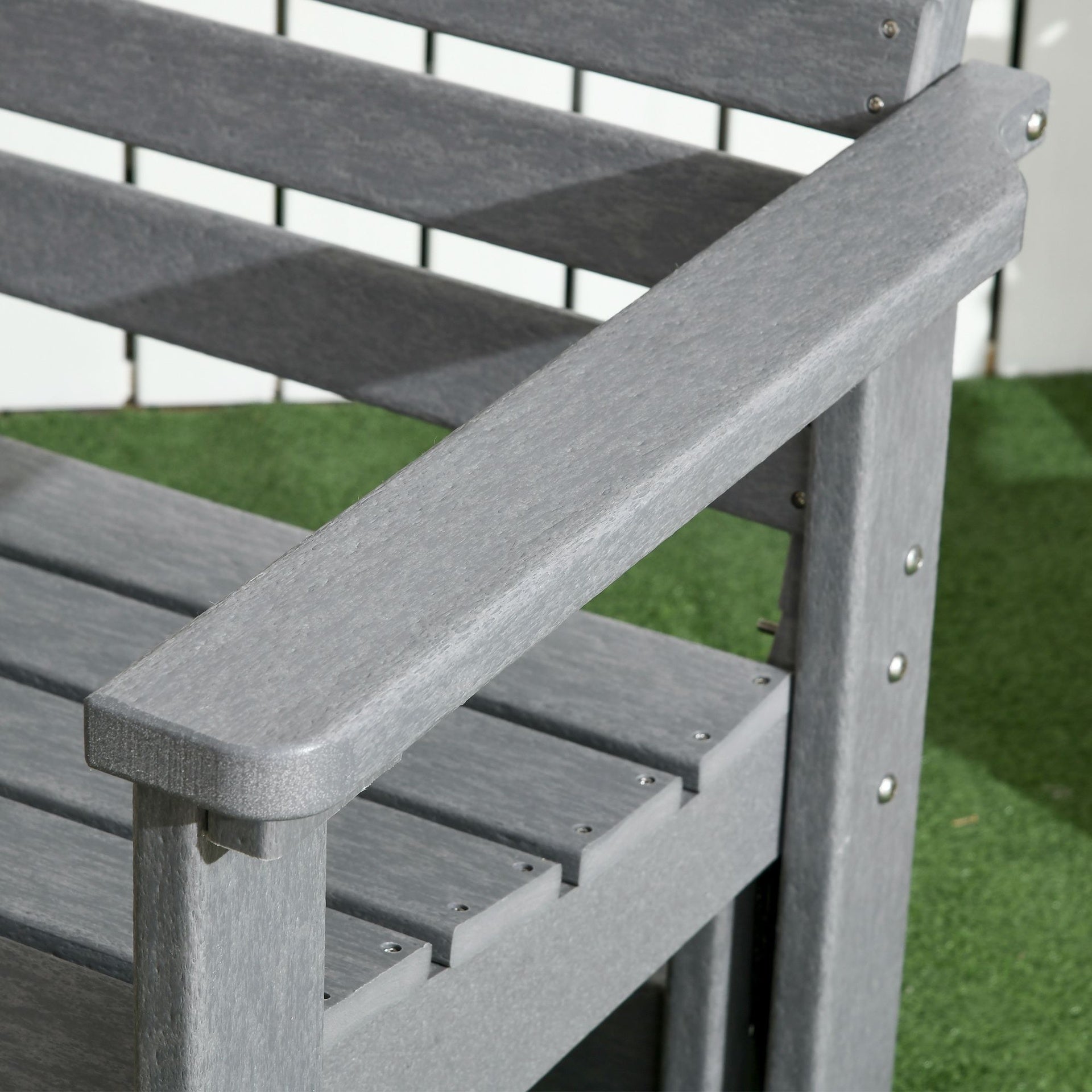 Outsunny Patio Glider Bench w/ HDPE Slatted Double Rocking Chair, Light Gray