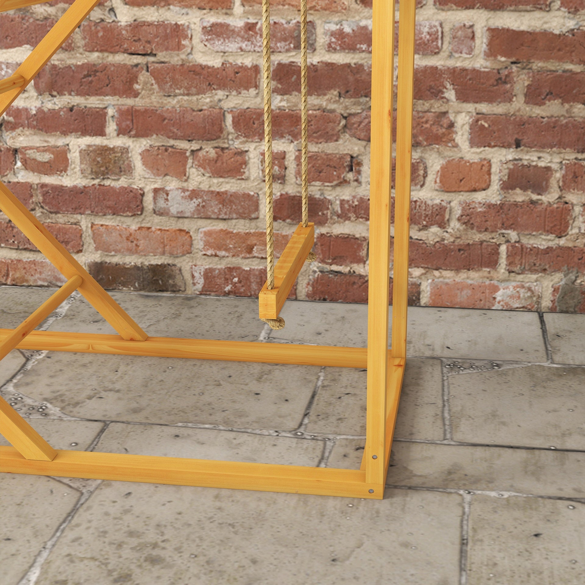 PawHut Chicken Activity Play for Healthy & Happy Animals with Chicken Perches & Hen Ladder, Chicken Coop Toy, Yellow