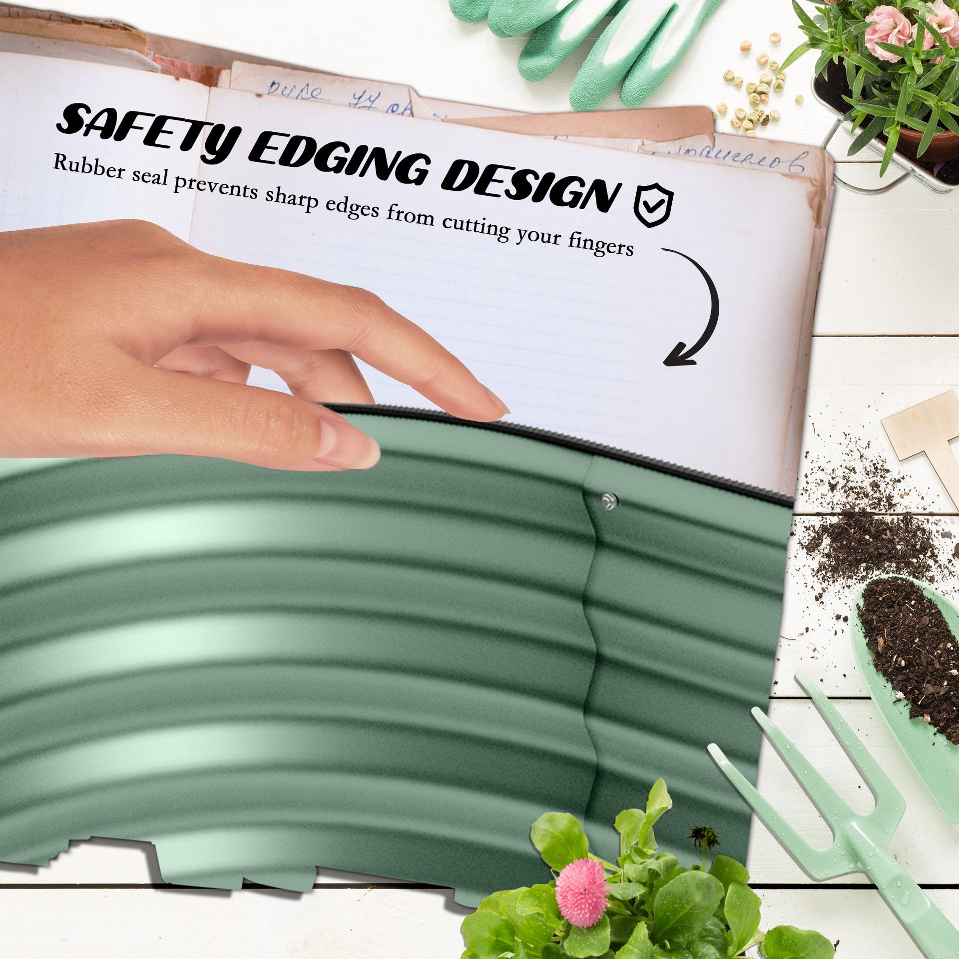 Outsunny 6.4' x 2' x 1' Galvanized Raised Garden Bed Kit, Metal Planter Box with Safety Edging, Green