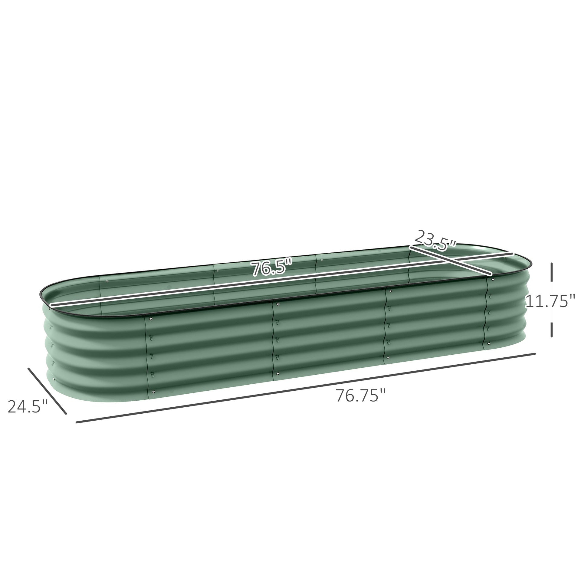 Outsunny 6.4' x 2' x 1' Galvanized Raised Garden Bed Kit, Metal Planter Box with Safety Edging, Green