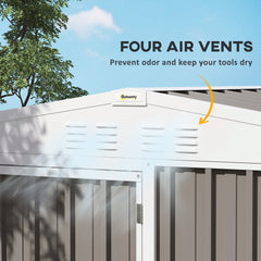 Outsunny 8 x 4ft Outdoor Garden Shed, Metal Shed with Air Vents and Lock for Backyard, Garden, Patio, Warm Gray