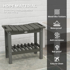 Outsunny HDPE Shower Bench, Waterproof Shower Stool with Handle, Storage Shelf, Non-Slip Pads for Indoor Outdoor, Dark Gray