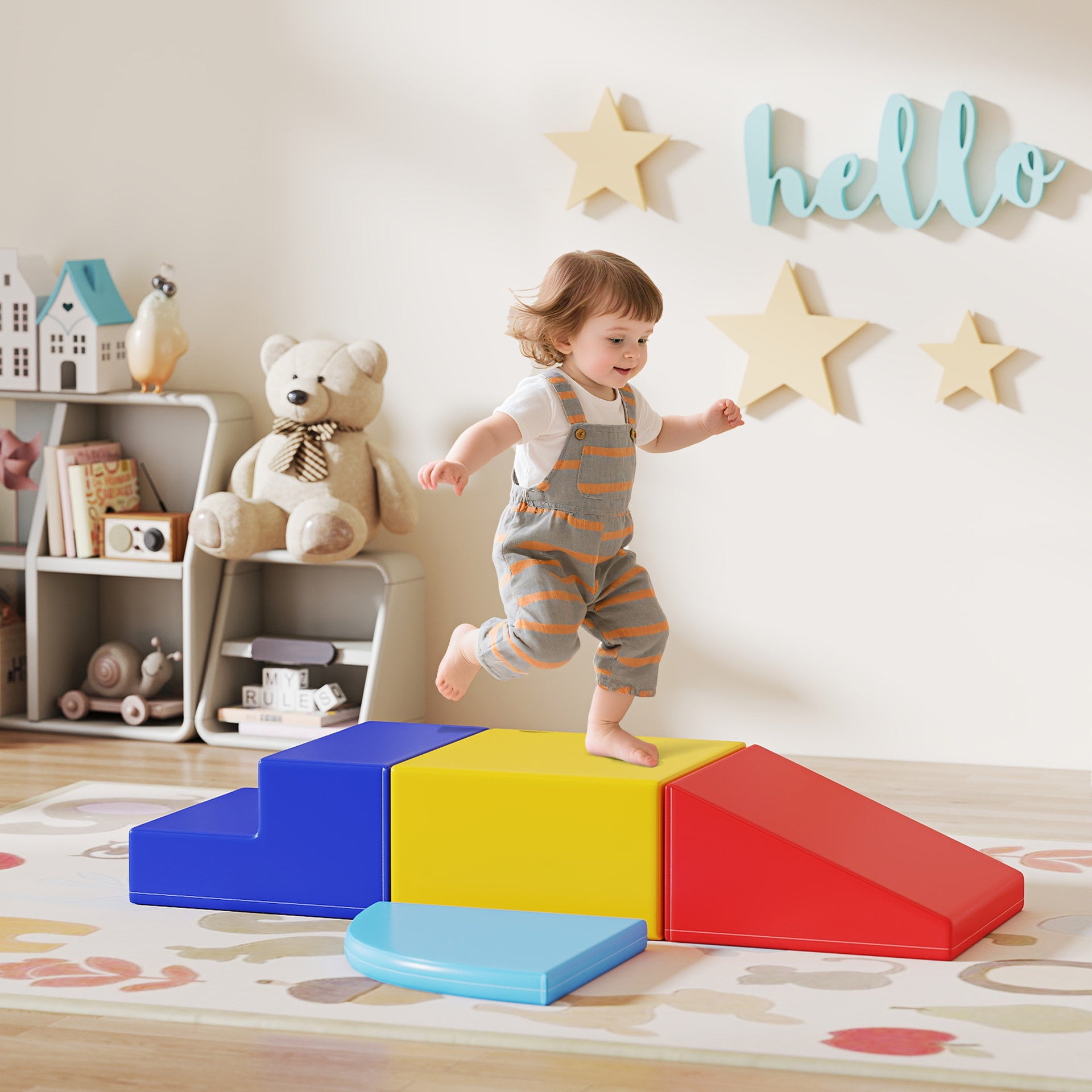 Qaba Foam Play Set for Toddlers and Children Crawling or Sliding, Multicolor