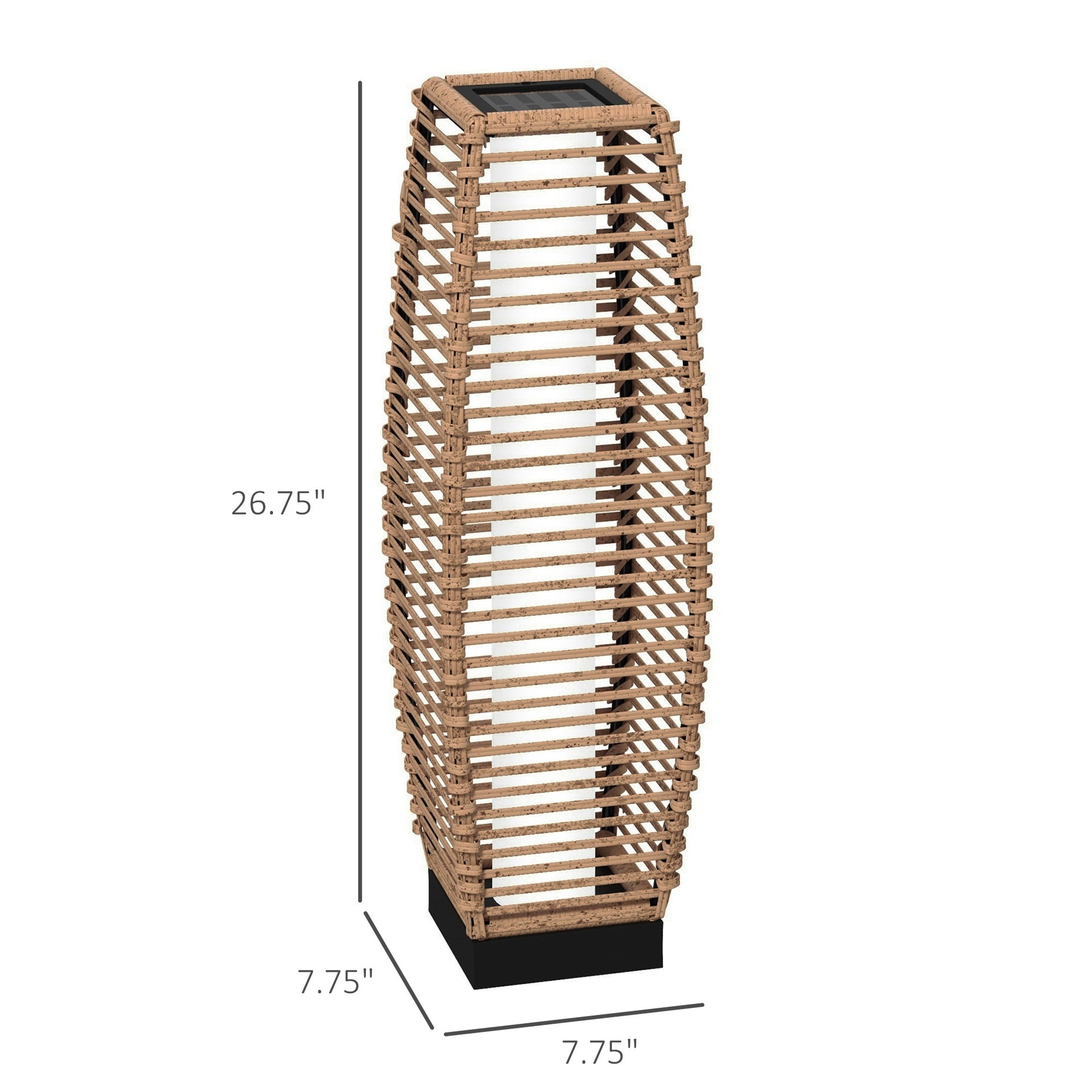 Outsunny Solar Floor Lamp, Outdoor Rattan Garden Lantern Pathway Light & Decorative Driveway Lighting with Auto LED Lights, Sand