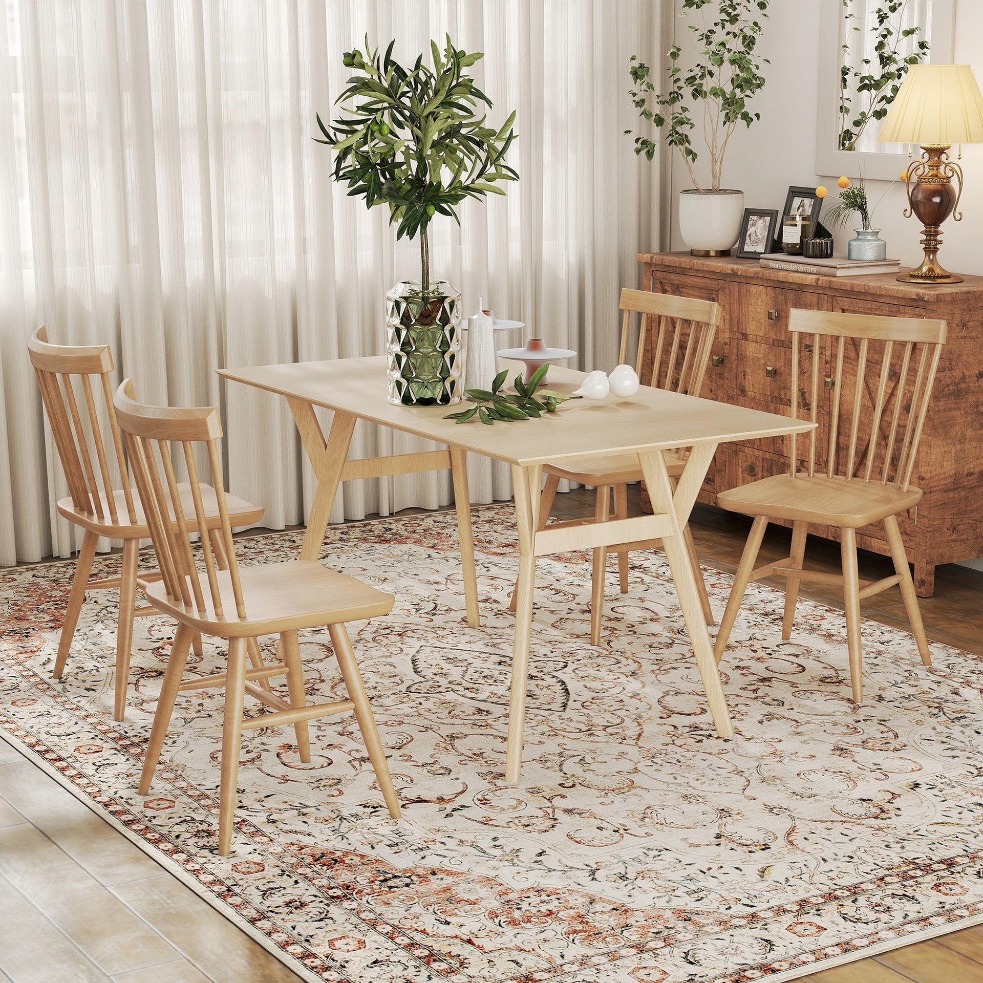 HOMCOM Area Rug 8x10, Machine Washable Rug, Non-Slip Classical Floral Print Floor Carpet for Living Room, Bedroom, Mixed-Brown