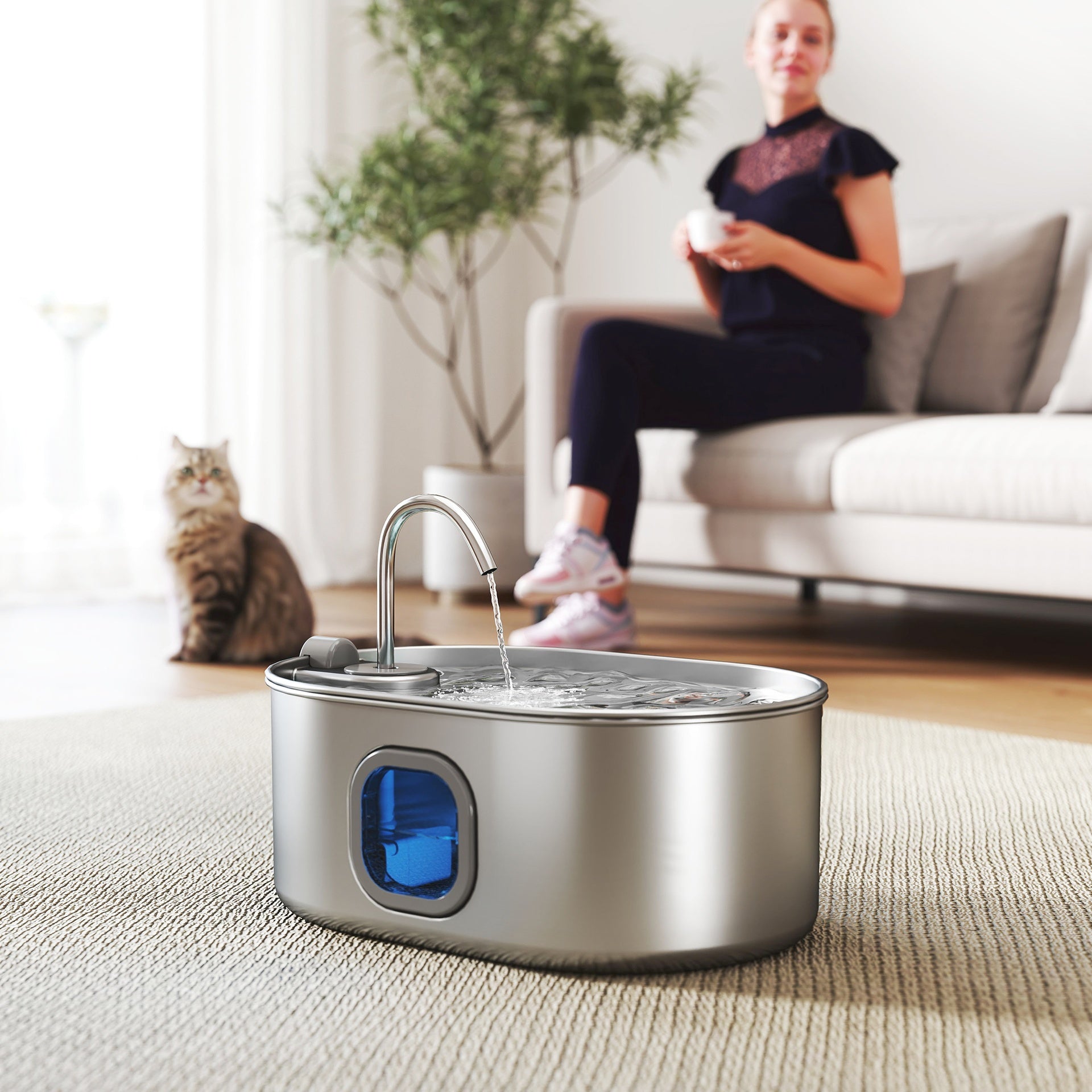 PawHut 246 oz./7L Stainless Steel Cat Water Fountain with Filters, Ultra-Quiet Pump, for Cats, Dogs & Multi-Pet Homes
