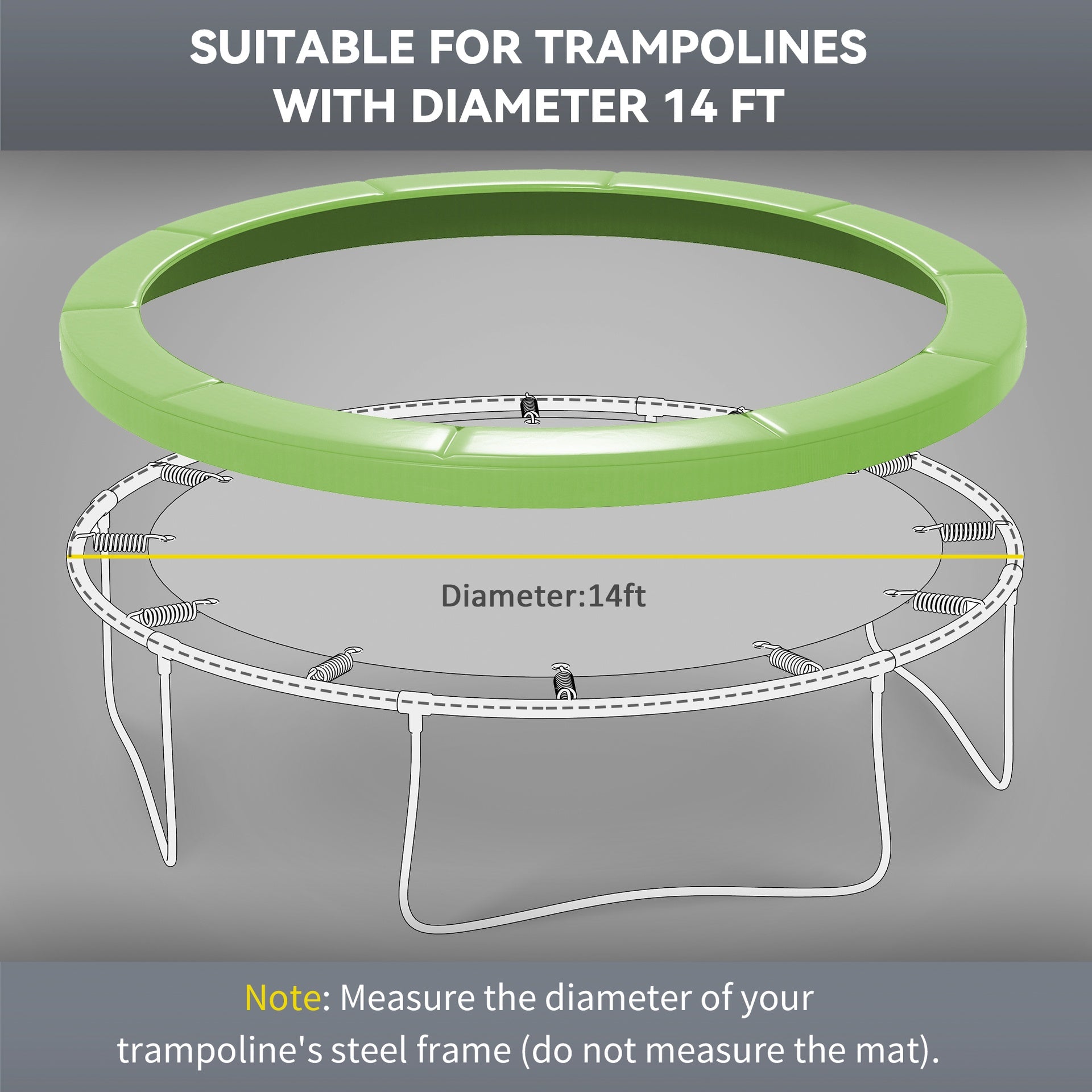 Soozier 14FT Trampoline Spring Cover, Safety Trampoline Pad Replacement, Waterproof and Tear Resistant, All Weather Trampoline Accessories, Green