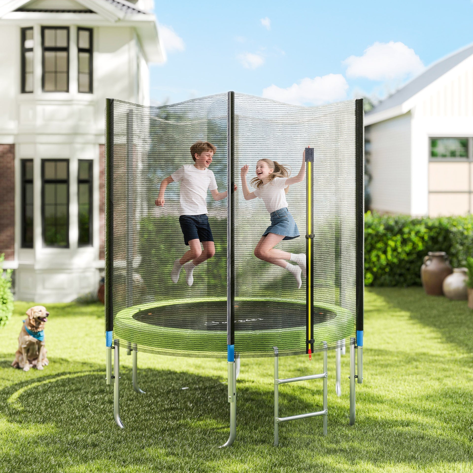 Soozier 14FT Trampoline Spring Cover, Safety Trampoline Pad Replacement, Waterproof and Tear Resistant, All Weather Trampoline Accessories, Green