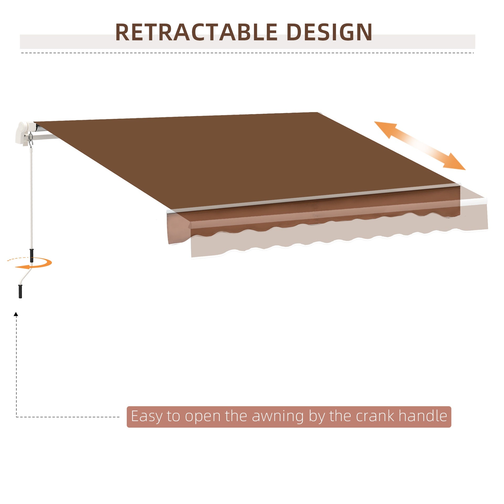 Outsunny 10' x 8' Manual Retractable Sun Shade Patio Awning - Coffee Brown