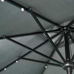 Outsunny 9' x 7' Solar Umbrella, LED Lighted Patio Umbrella for Table or Base with Tilt & Crank, Outdoor Umbrella for Garden, Deck, Backyard, Pool, Beach, Dark Gray