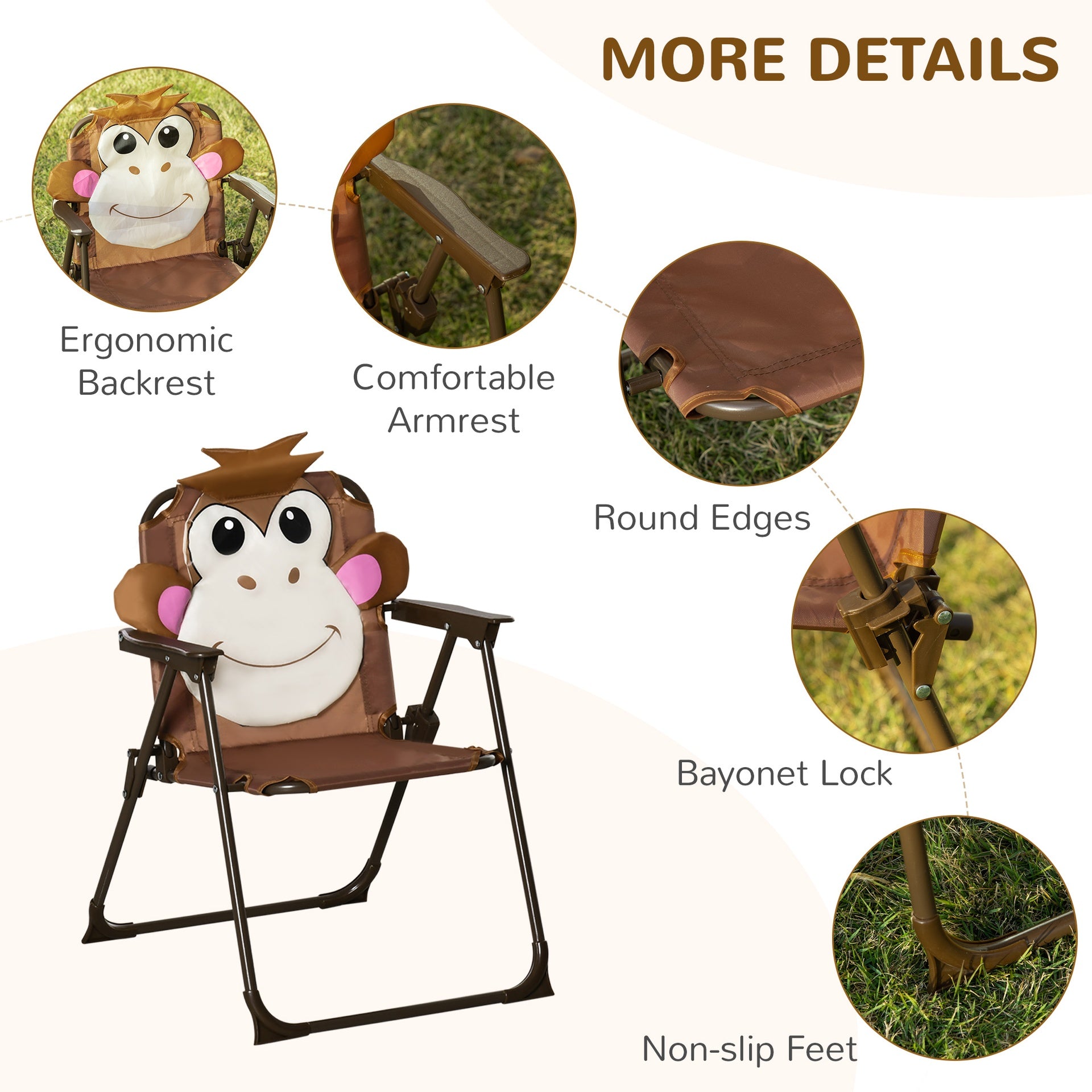 Outsunny Kids Table and Chair Set, Outdoor Folding Garden Furniture, Picnic Table for Patio Backyard, with Removable & Height Adjustable Sun Umbrella, Brown