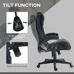 HOMCOM 6 Point Vibrating Massage Office Chair with Heat, Linen High Back Massage Desk Chair with Reclining Backrest, Black