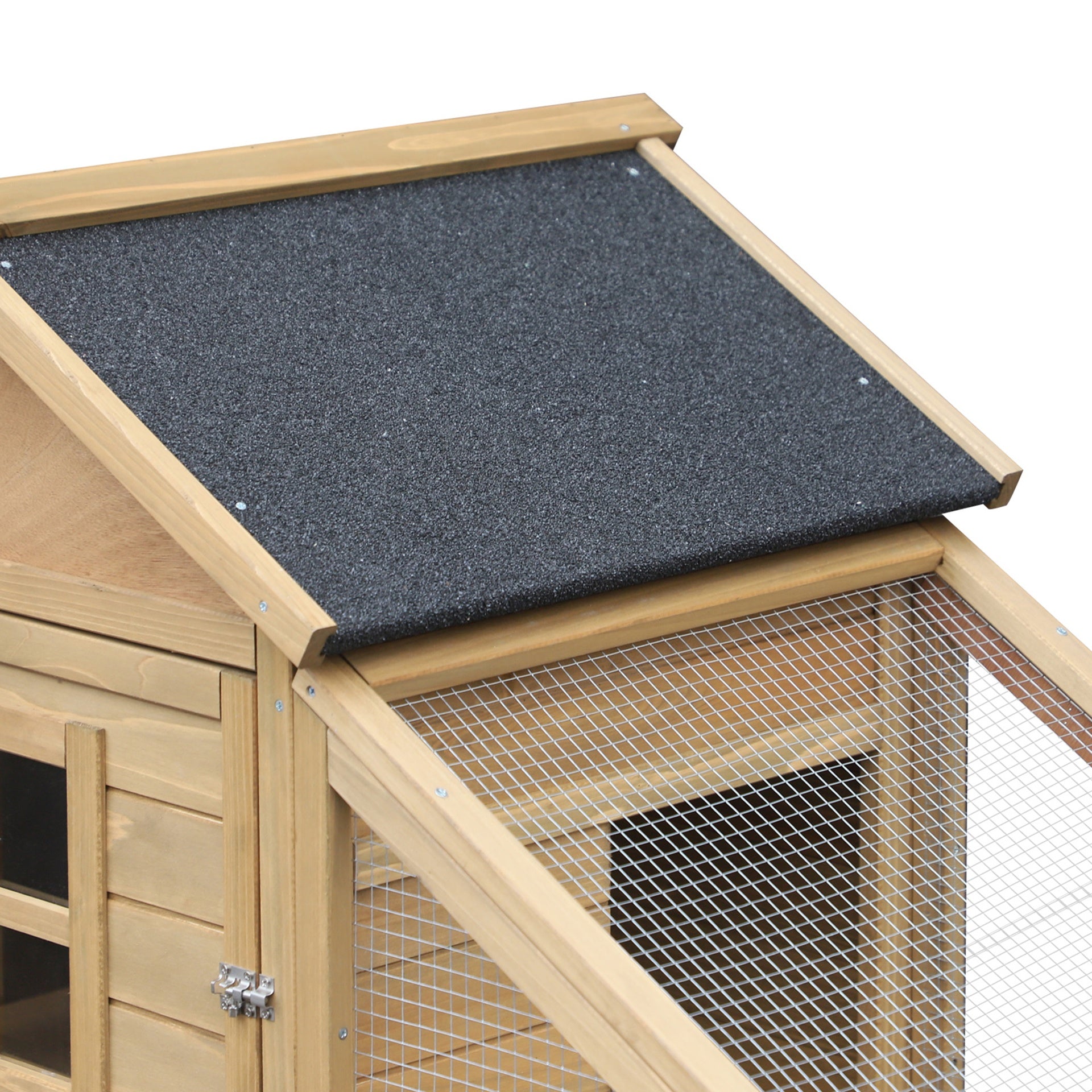 PawHut 69" Wooden Chicken Coop, Poultry Cage Hen House with Connecting Ramp, Tray, Ventilated Window and Nesting Box